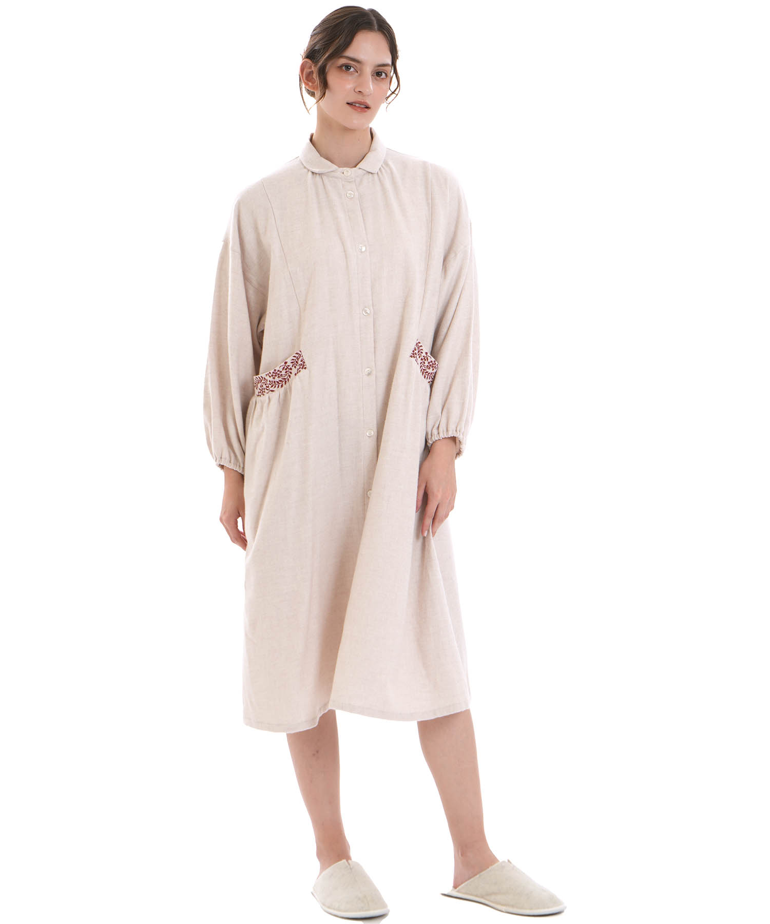 コットンフランネルウインターベリーワンピース_パジャマ&ルームウェア-ワンピース・ネグリジェ_アイボリー_1