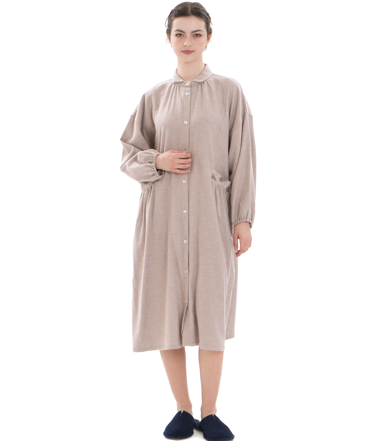 コットンフランネルウインターベリーワンピース_パジャマ&ルームウェア-ワンピース・ネグリジェ_ブラウン_1