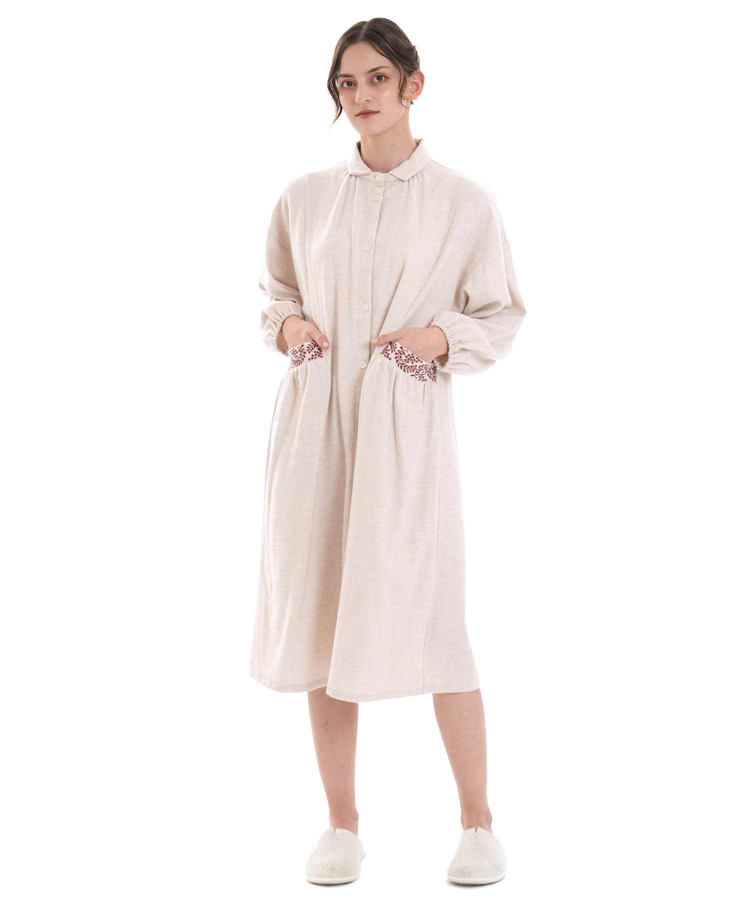 コットンフランネルウインターベリーワンピース_パジャマ&ルームウェア-ワンピース・ネグリジェ_アイボリー_2