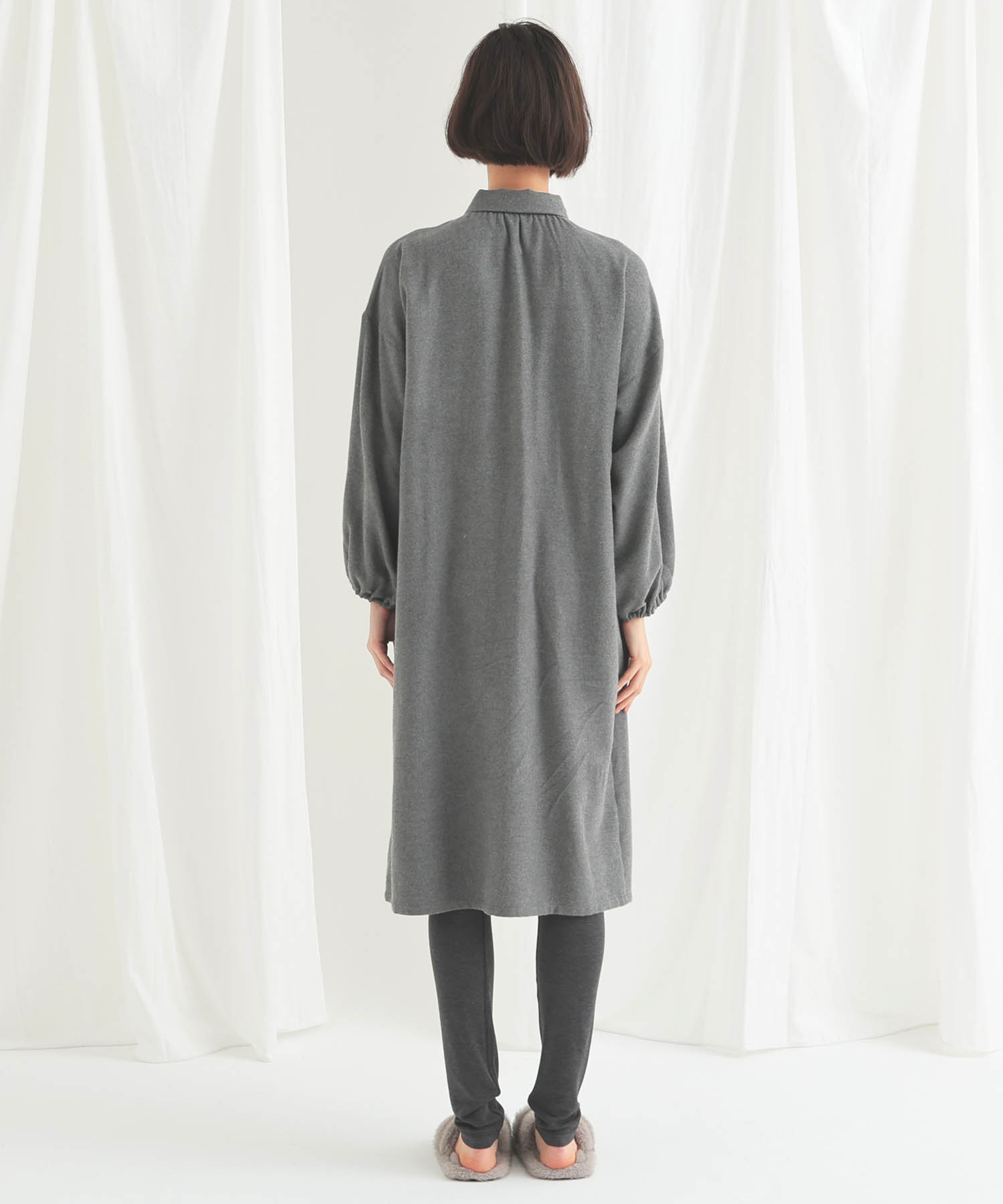 コットンフランネルウインターベリーワンピース_パジャマ&ルームウェア-ワンピース・ネグリジェ_チャコールグレー_6
