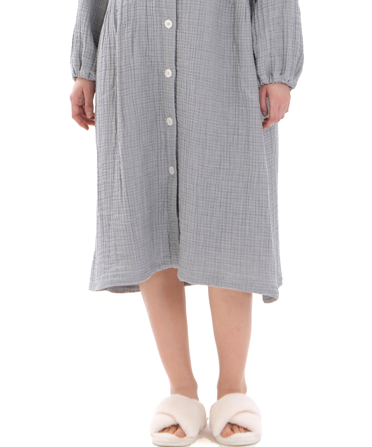 シュークリームガーゼ(R)4+ソリッドカラーワンピース_パジャマ&ルームウェア-ワンピース・ネグリジェ_グレー_6