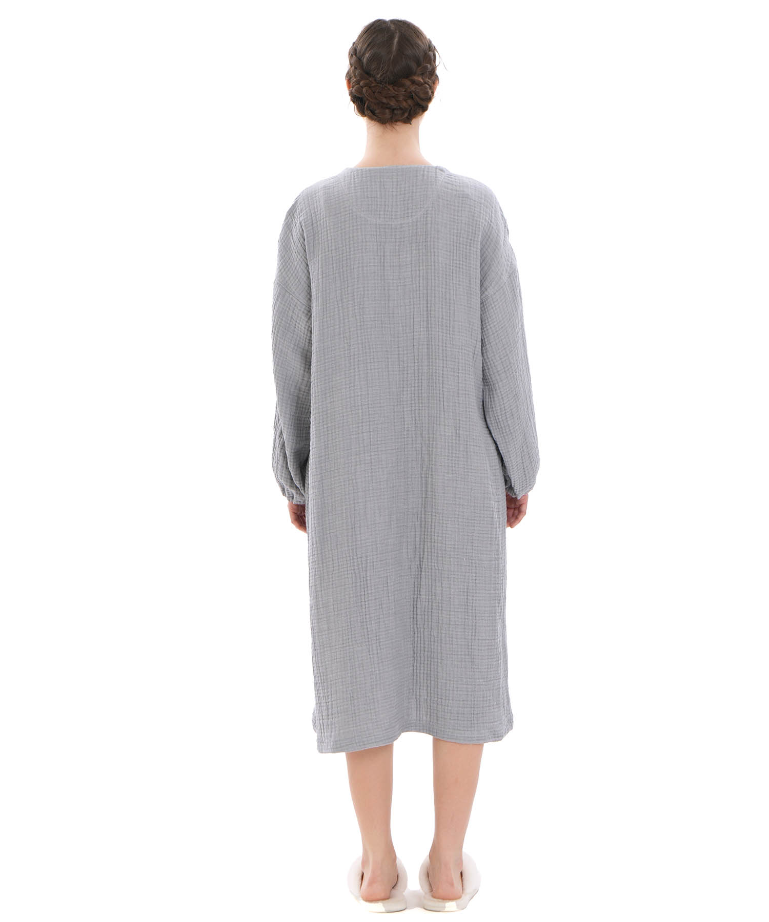 シュークリームガーゼ(R)4+ソリッドカラーワンピース_パジャマ&ルームウェア-ワンピース・ネグリジェ_グレー_7