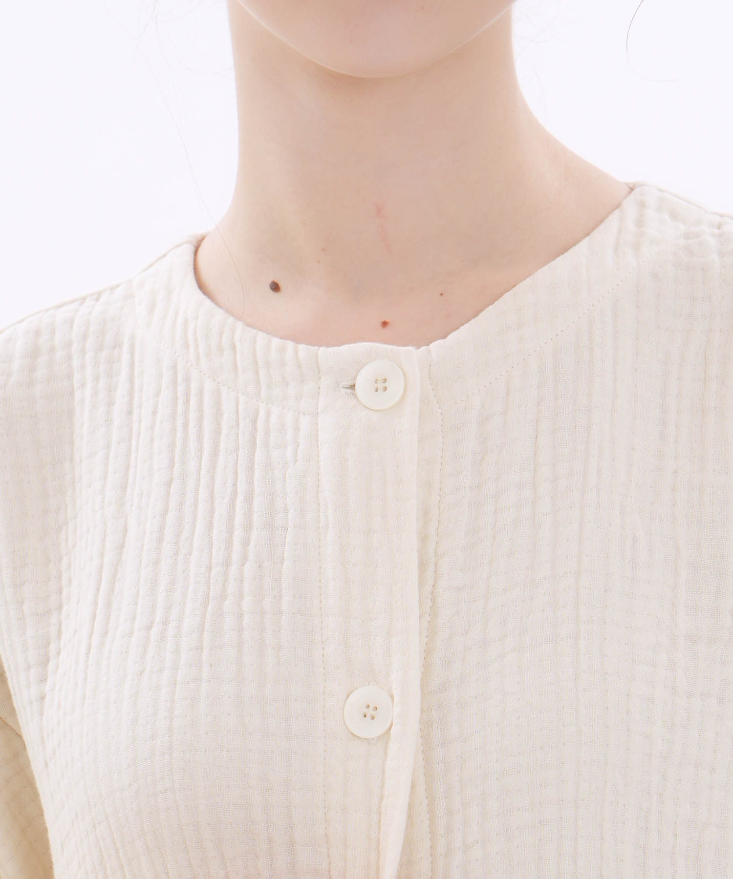 シュークリームガーゼ(R)4+ソリッドカラーワンピース_パジャマ&ルームウェア-ワンピース・ネグリジェ_アイボリー_3