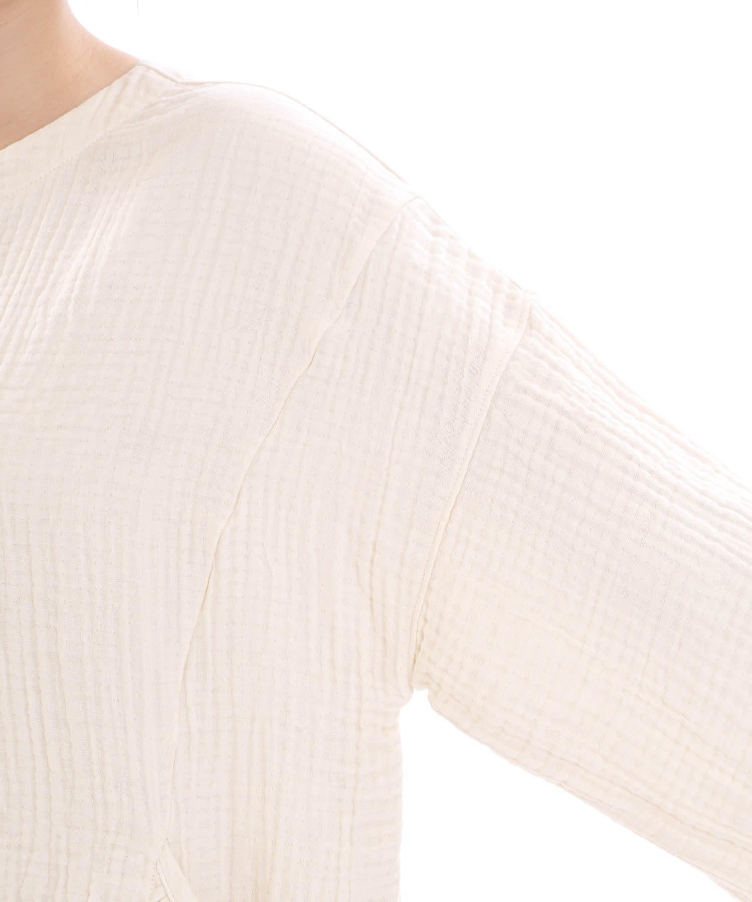 シュークリームガーゼ(R)4+ソリッドカラーワンピース_パジャマ&ルームウェア-ワンピース・ネグリジェ_アイボリー_4