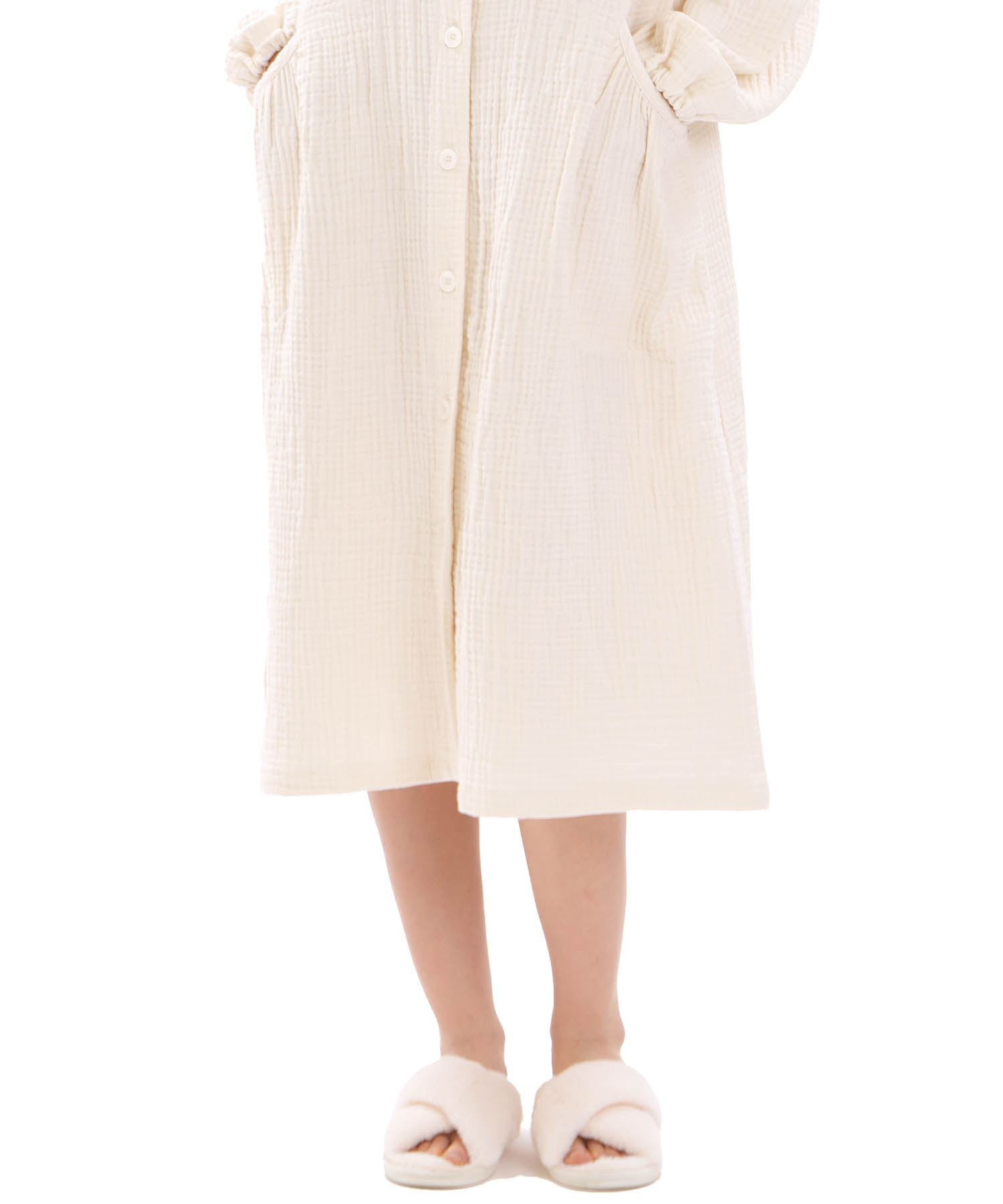 シュークリームガーゼ(R)4+ソリッドカラーワンピース_パジャマ&ルームウェア-ワンピース・ネグリジェ_アイボリー_6