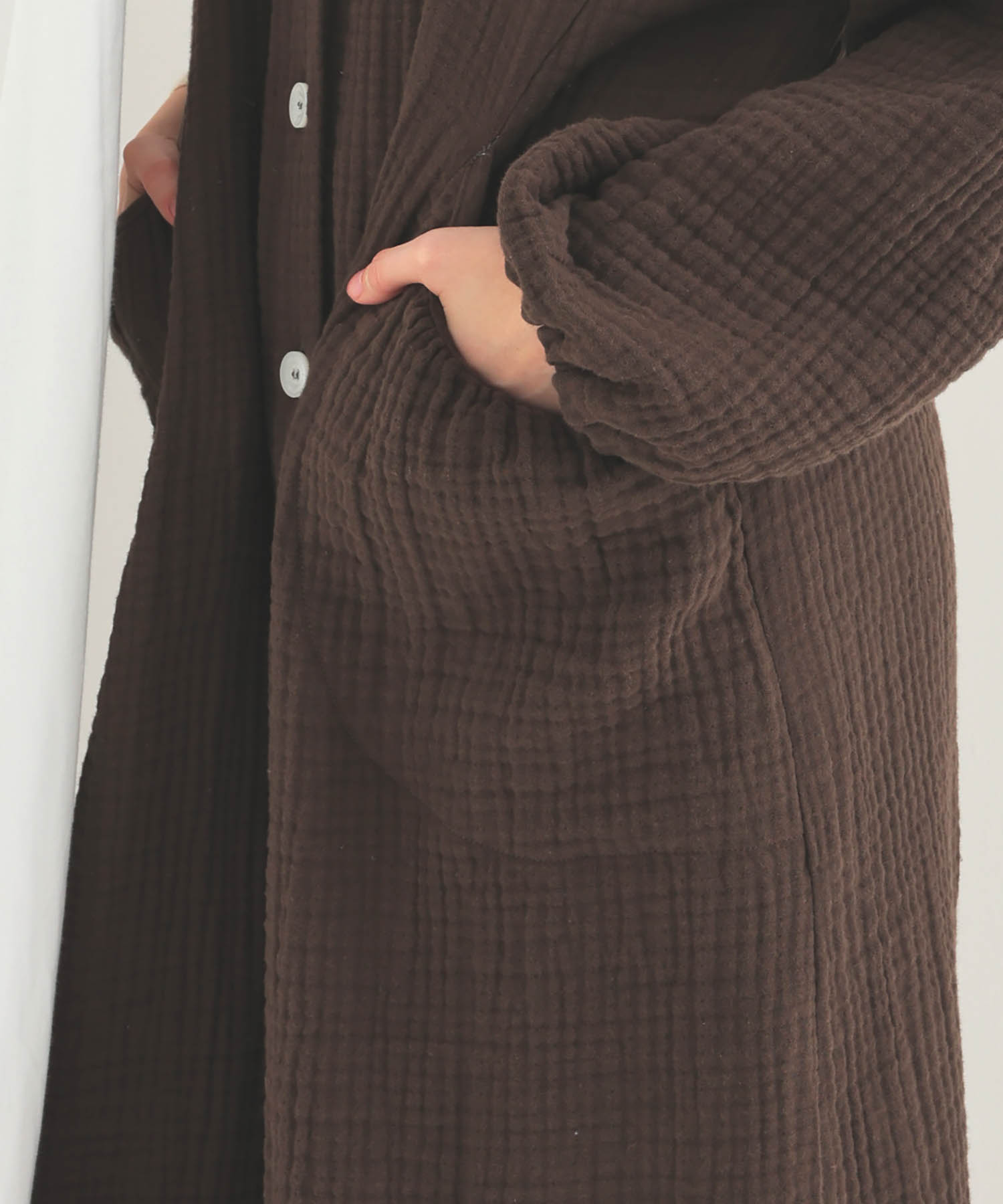 シュークリームガーゼ(R)4+ソリッドカラーワンピース_パジャマ&ルームウェア-ワンピース・ネグリジェ_ブラウン_4