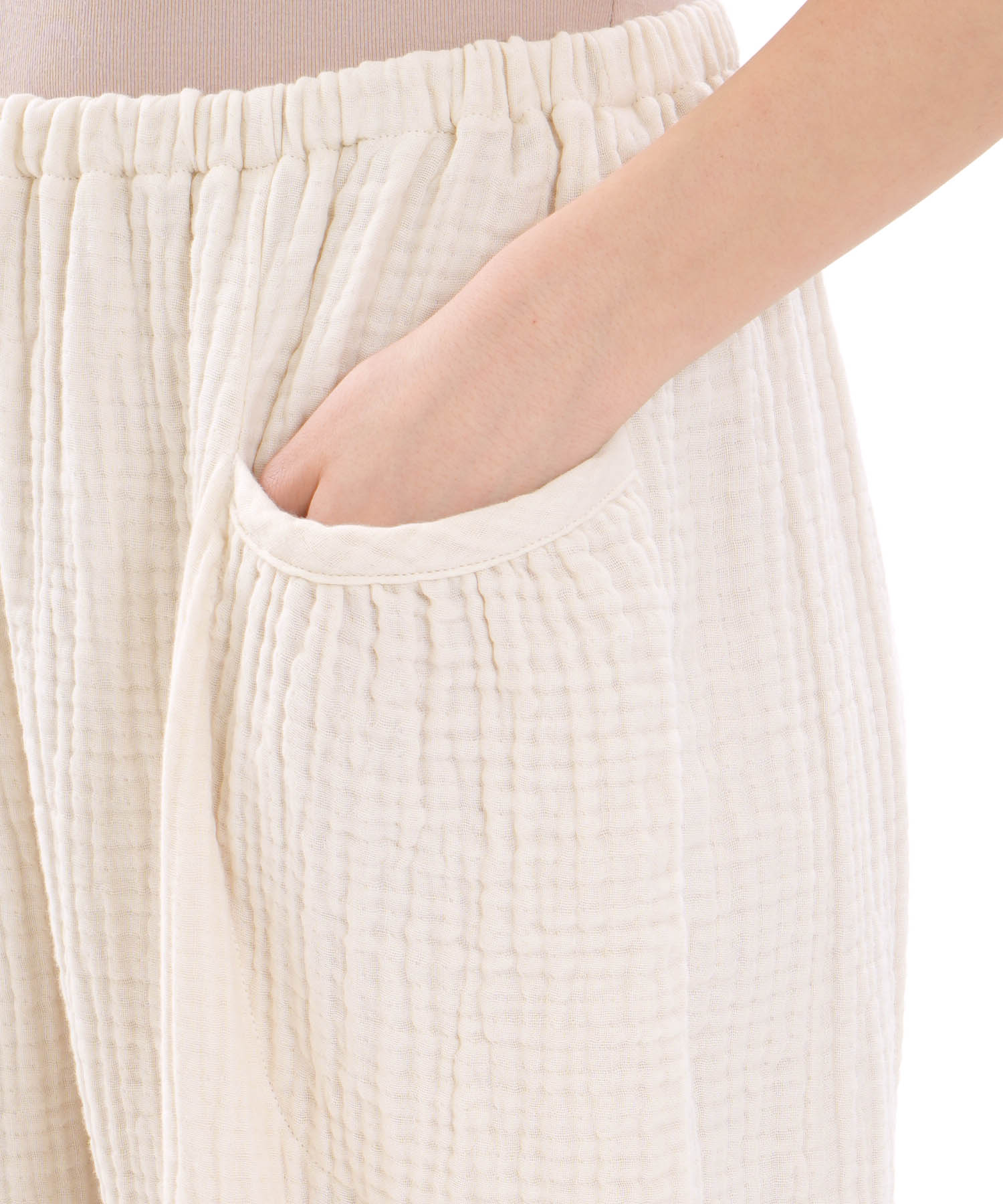 シュークリームガーゼ(R)4+ソリッドカラーパンツ_パジャマ&ルームウェア-ボトムス_アイボリー_2