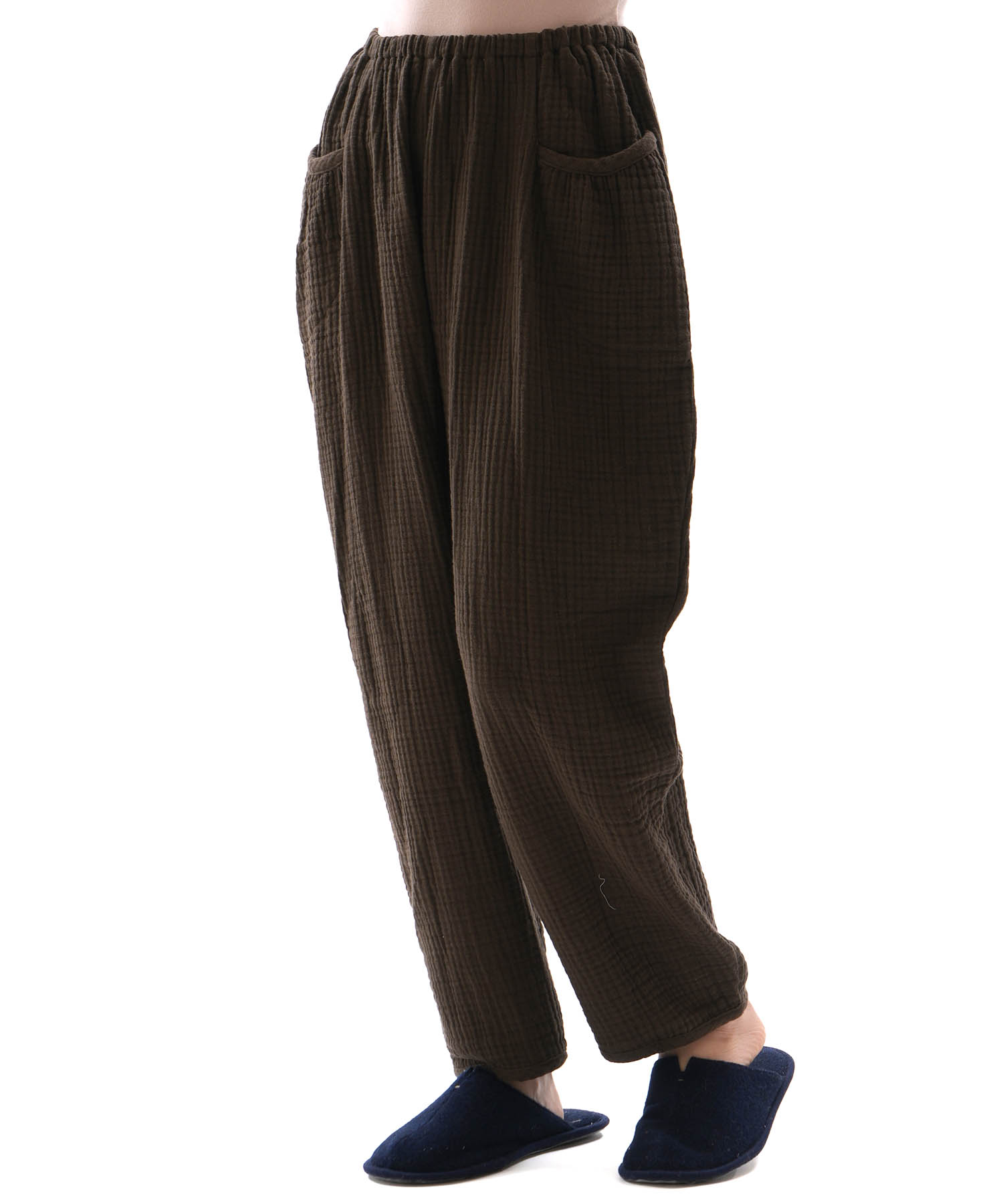 シュークリームガーゼ(R)4+ソリッドカラーパンツ_パジャマ&ルームウェア-ボトムス_ブラウン_1
