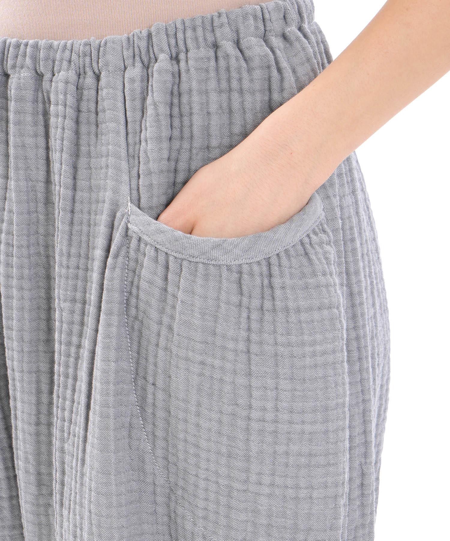 シュークリームガーゼ(R)4+ソリッドカラーパンツ_パジャマ&ルームウェア-ボトムス_グレー_2