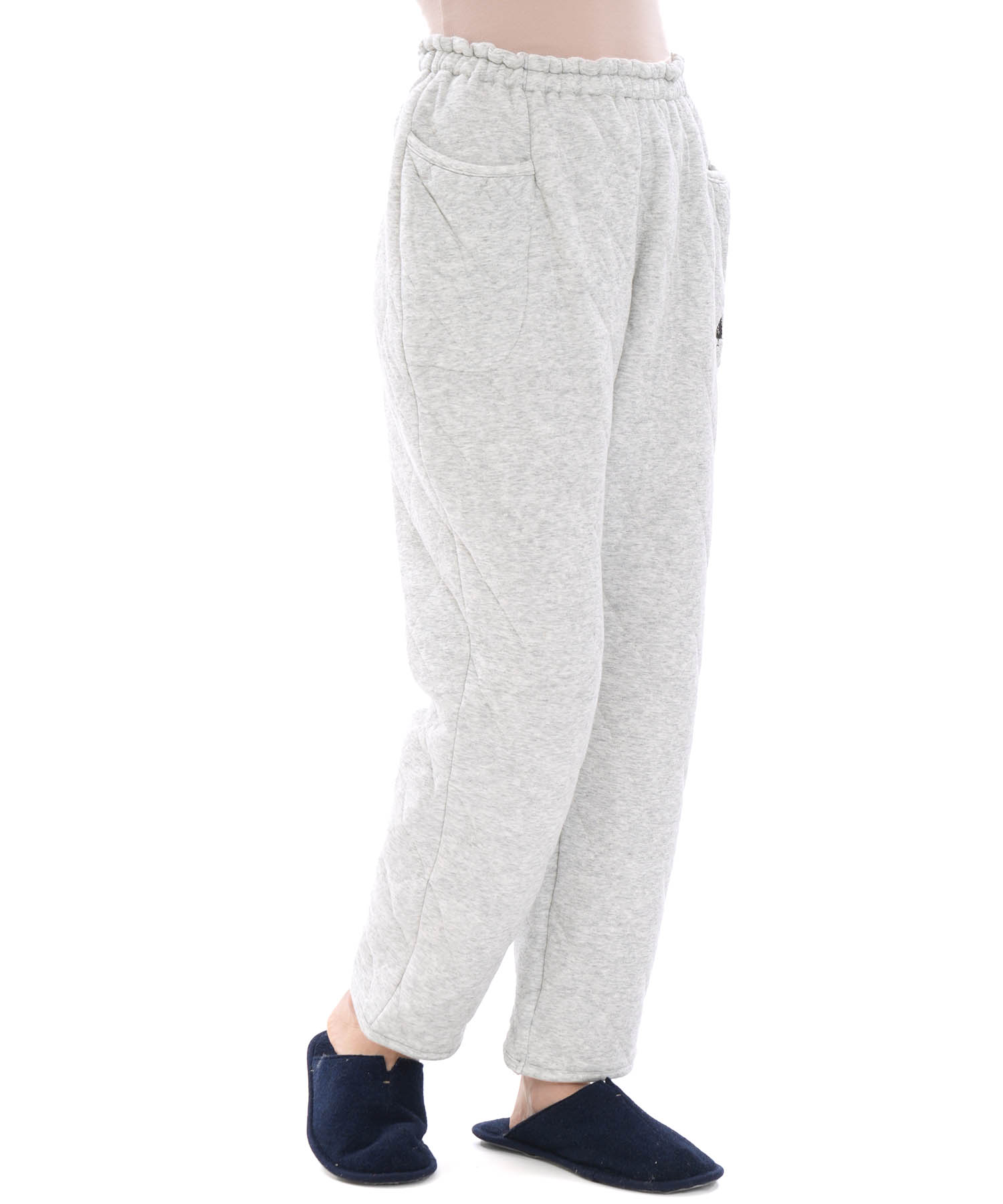 コットン接結(綿入り)厚手キルトボトムス_パジャマ&ルームウェア-ボトムス_グレー_1