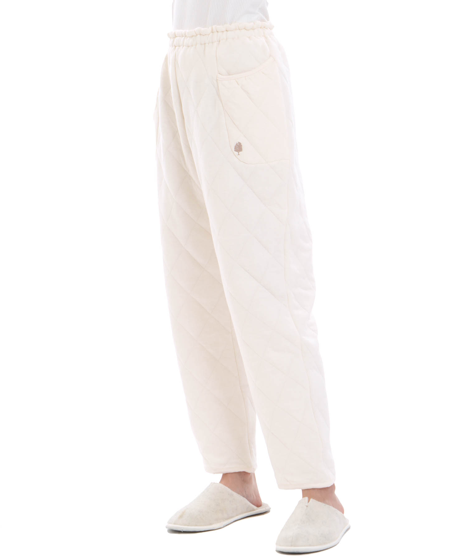 コットン接結(綿入り)厚手キルトボトムス_パジャマ&ルームウェア-ボトムス_アイボリー_1