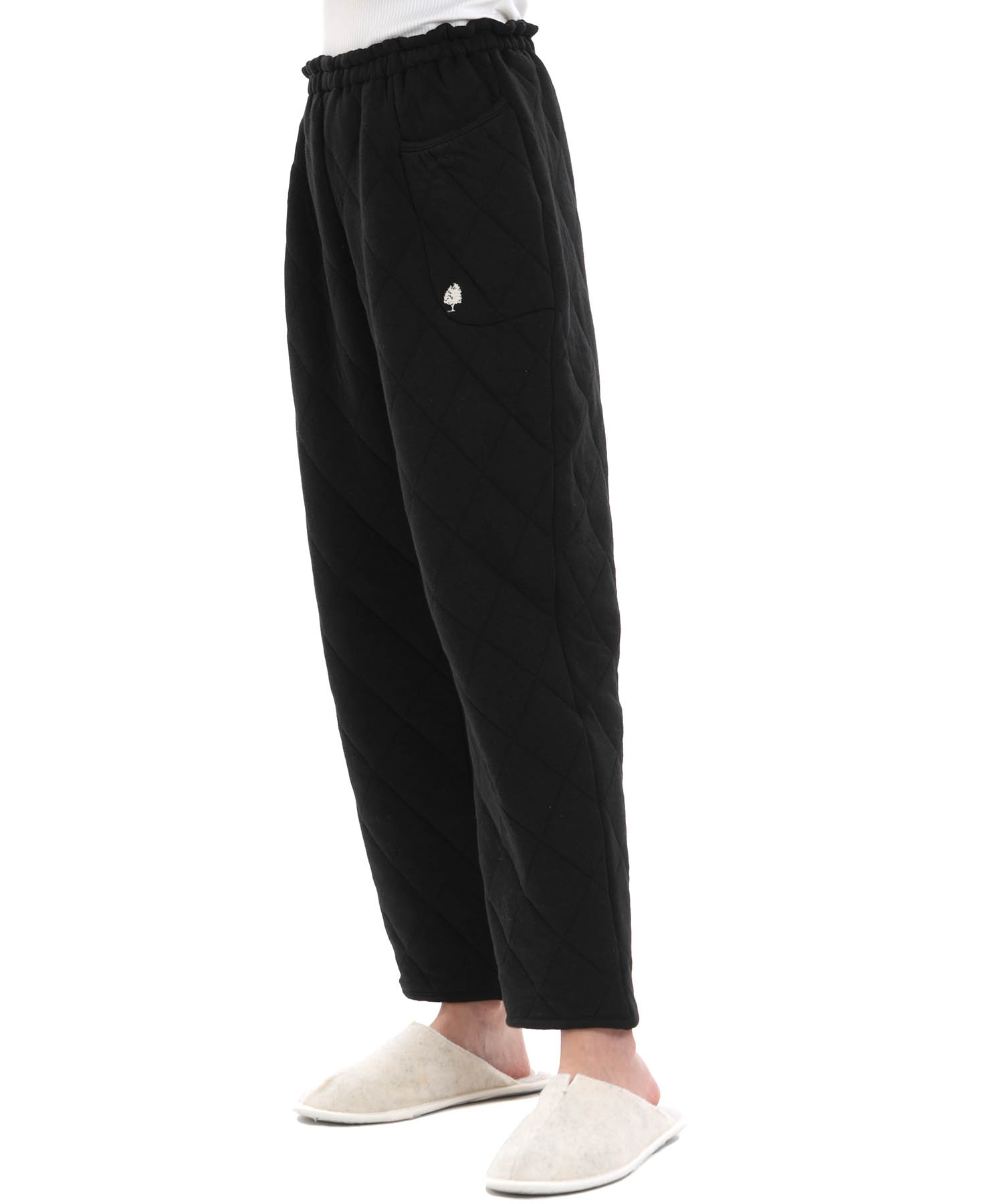 コットン接結(綿入り)厚手キルトボトムス_パジャマ&ルームウェア-ボトムス_ブラック_1