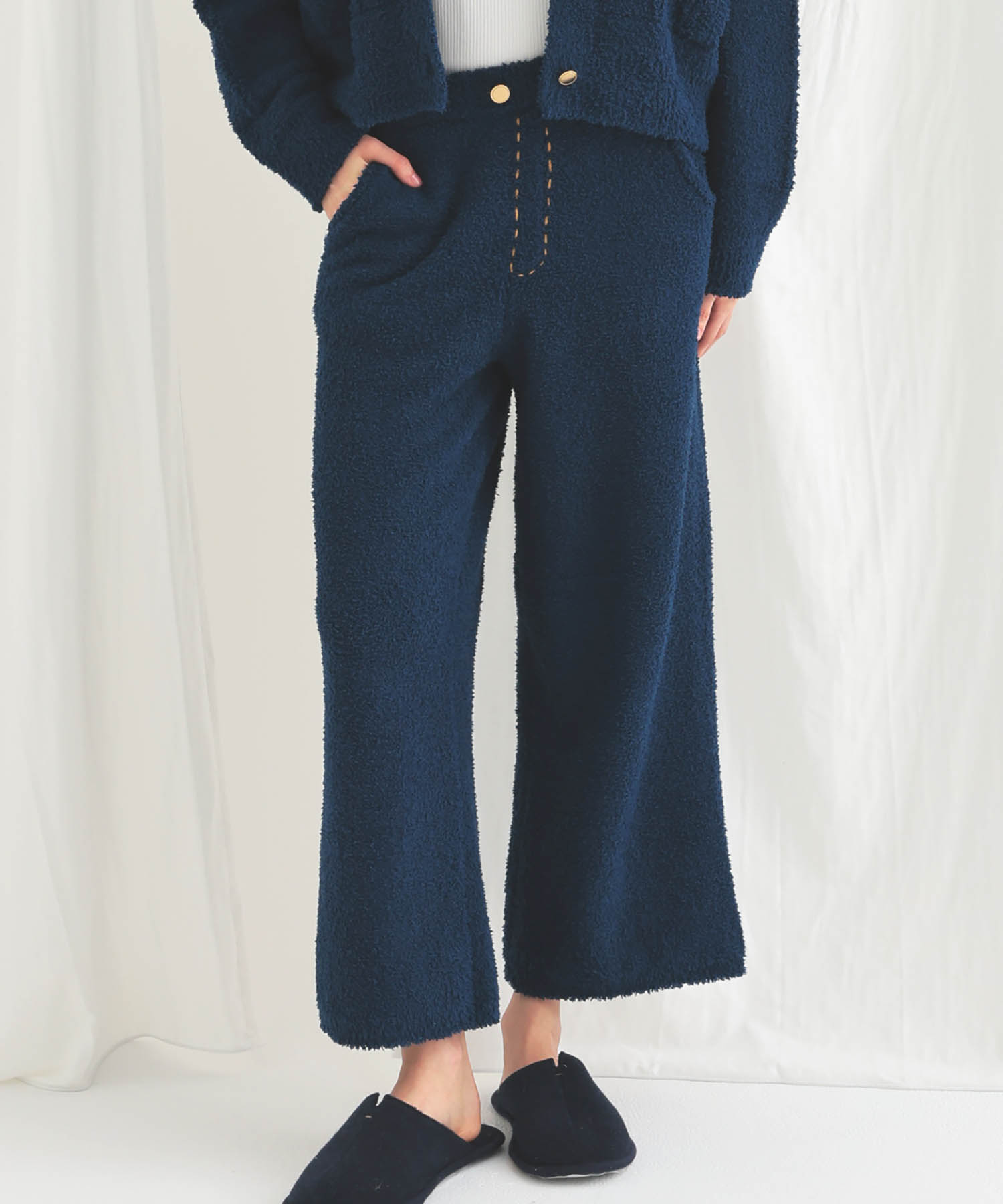 モールニットフラッフィーデニムボトムス_パジャマ&ルームウェア-ボトムス_ブルー_1