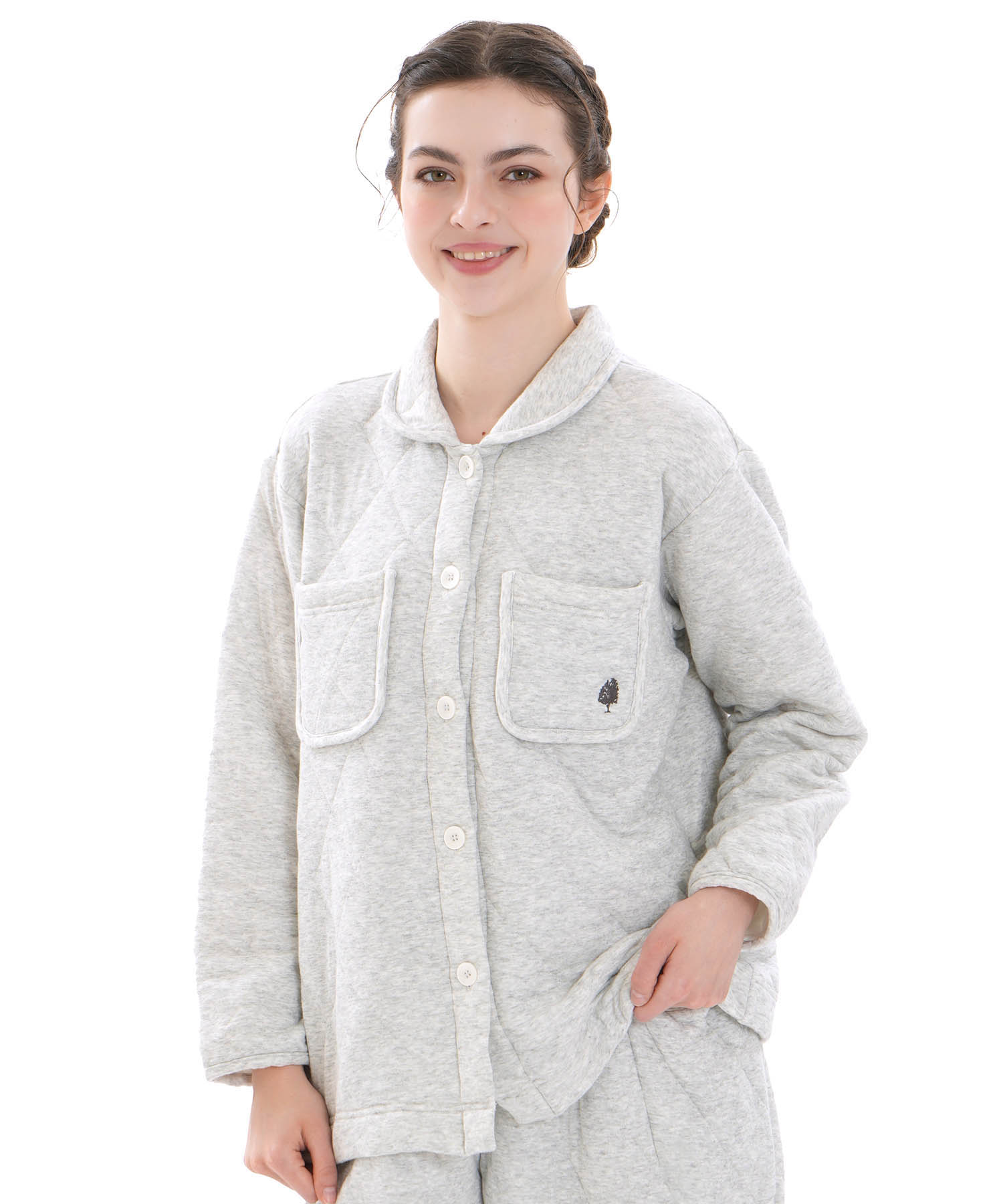 コットン接結(綿入り)厚手キルトトップス_パジャマ&ルームウェア-トップス_グレー_1