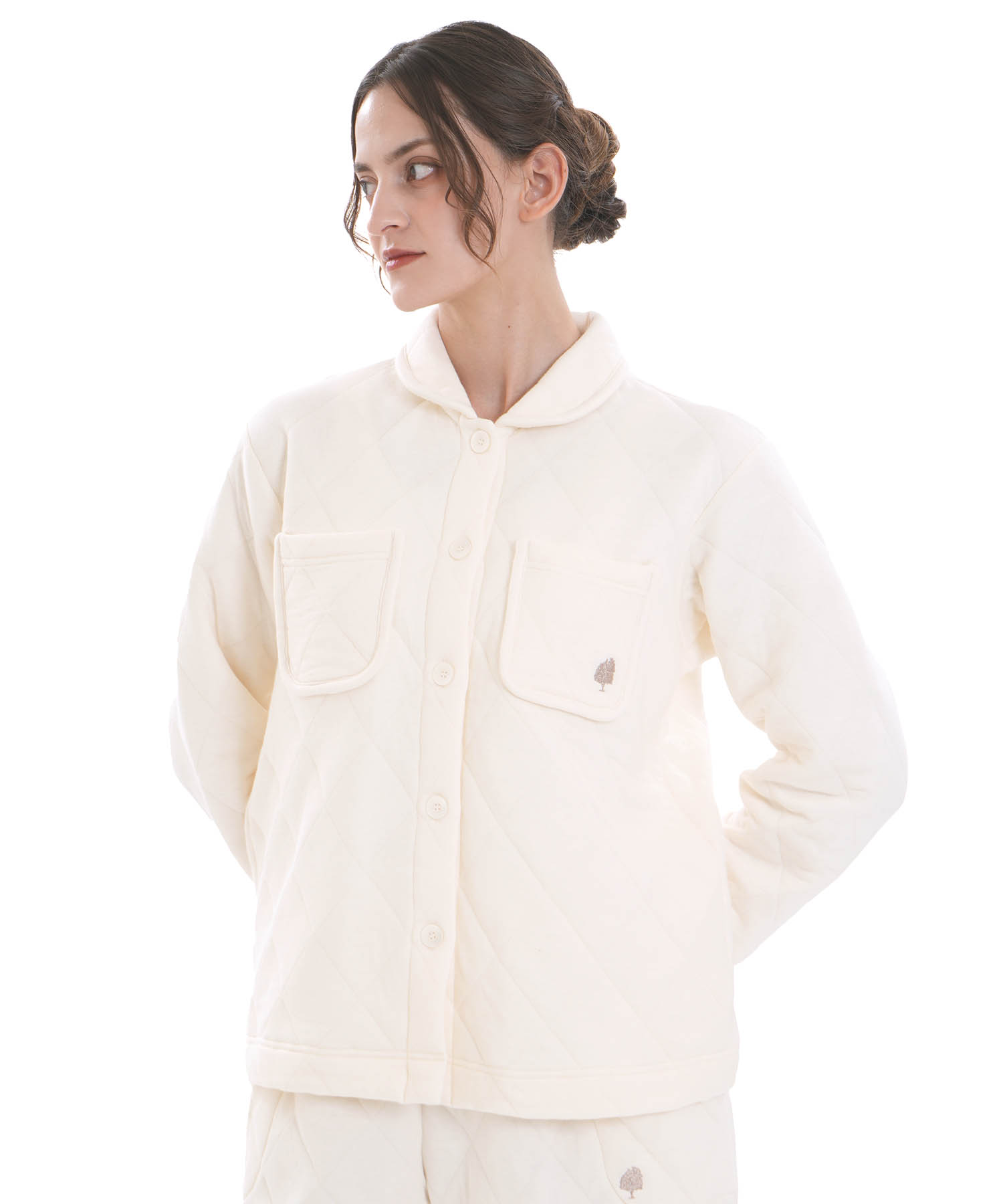 コットン接結(綿入り)厚手キルトトップス_パジャマ&ルームウェア-トップス_アイボリー_1