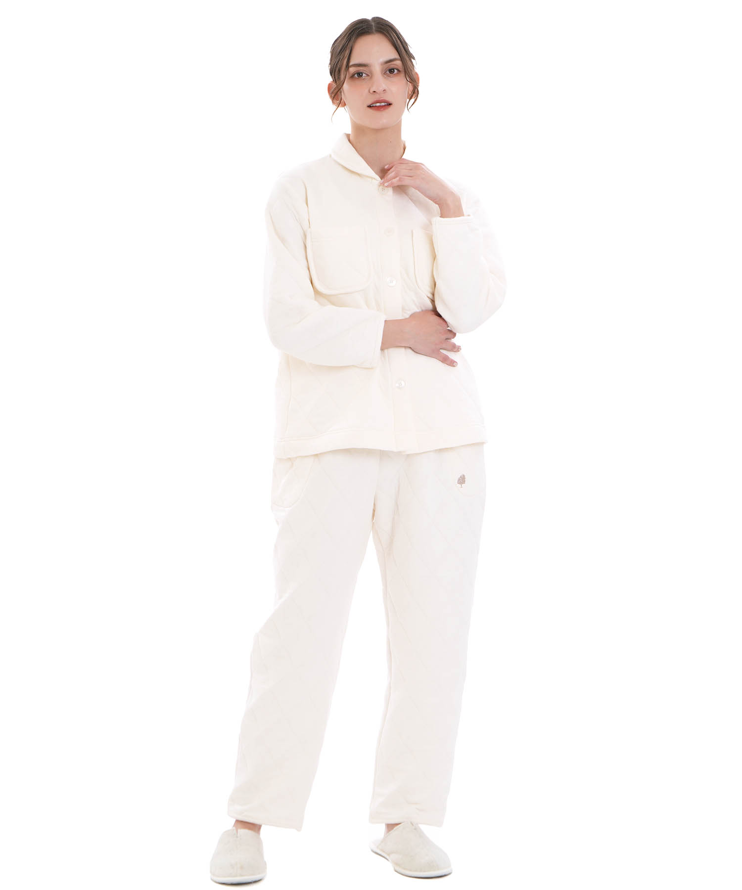 コットン接結(綿入り)厚手キルトトップス_パジャマ&ルームウェア-トップス_アイボリー_2