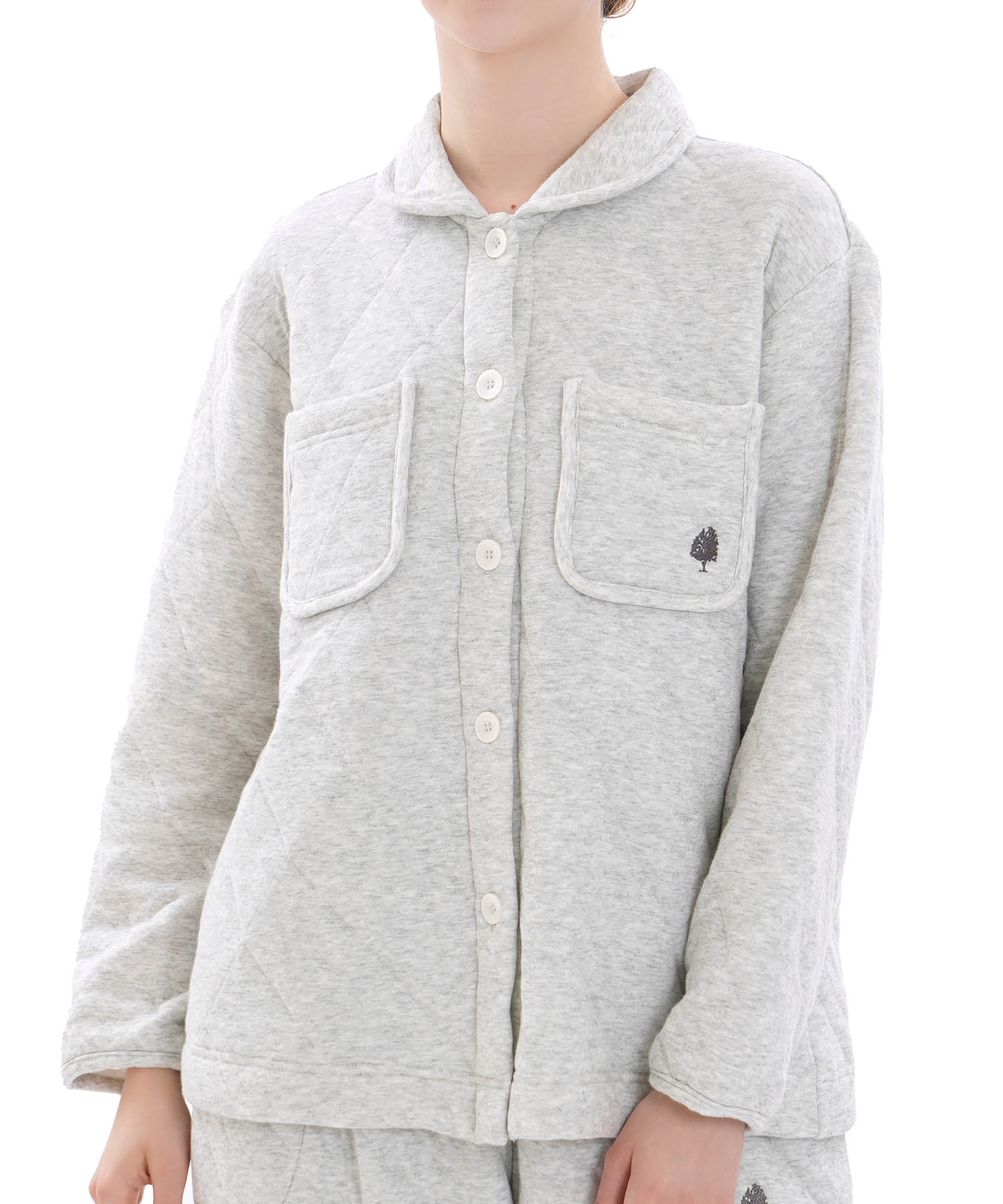 コットン接結(綿入り)厚手キルトトップス_パジャマ&ルームウェア-トップス_グレー_0