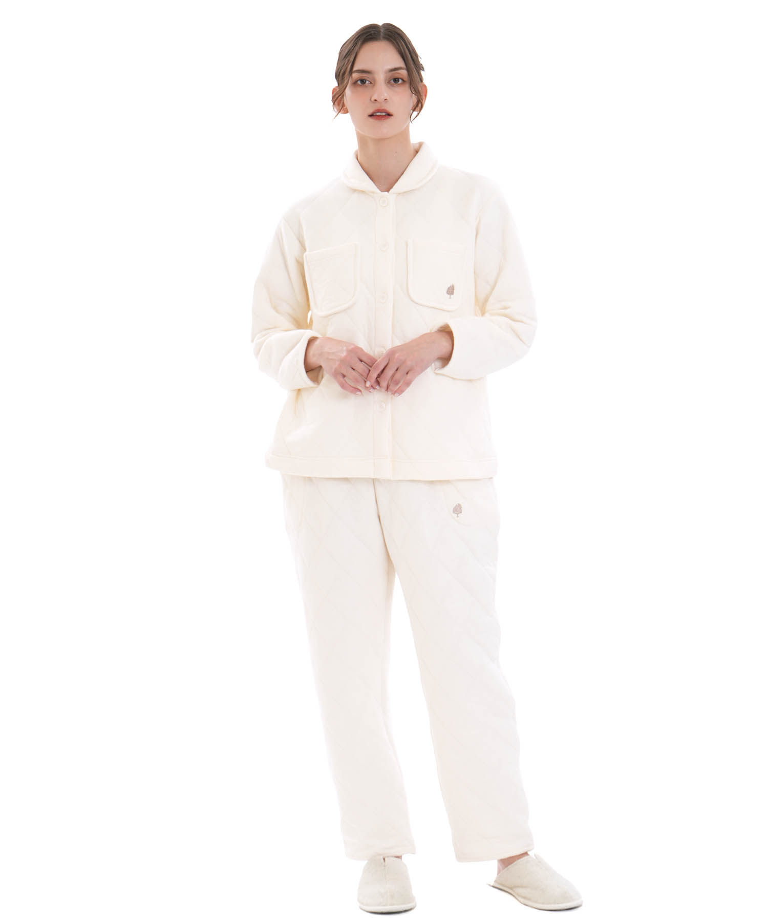 コットン接結(綿入り)厚手キルトトップス_パジャマ&ルームウェア-トップス_アイボリー_3