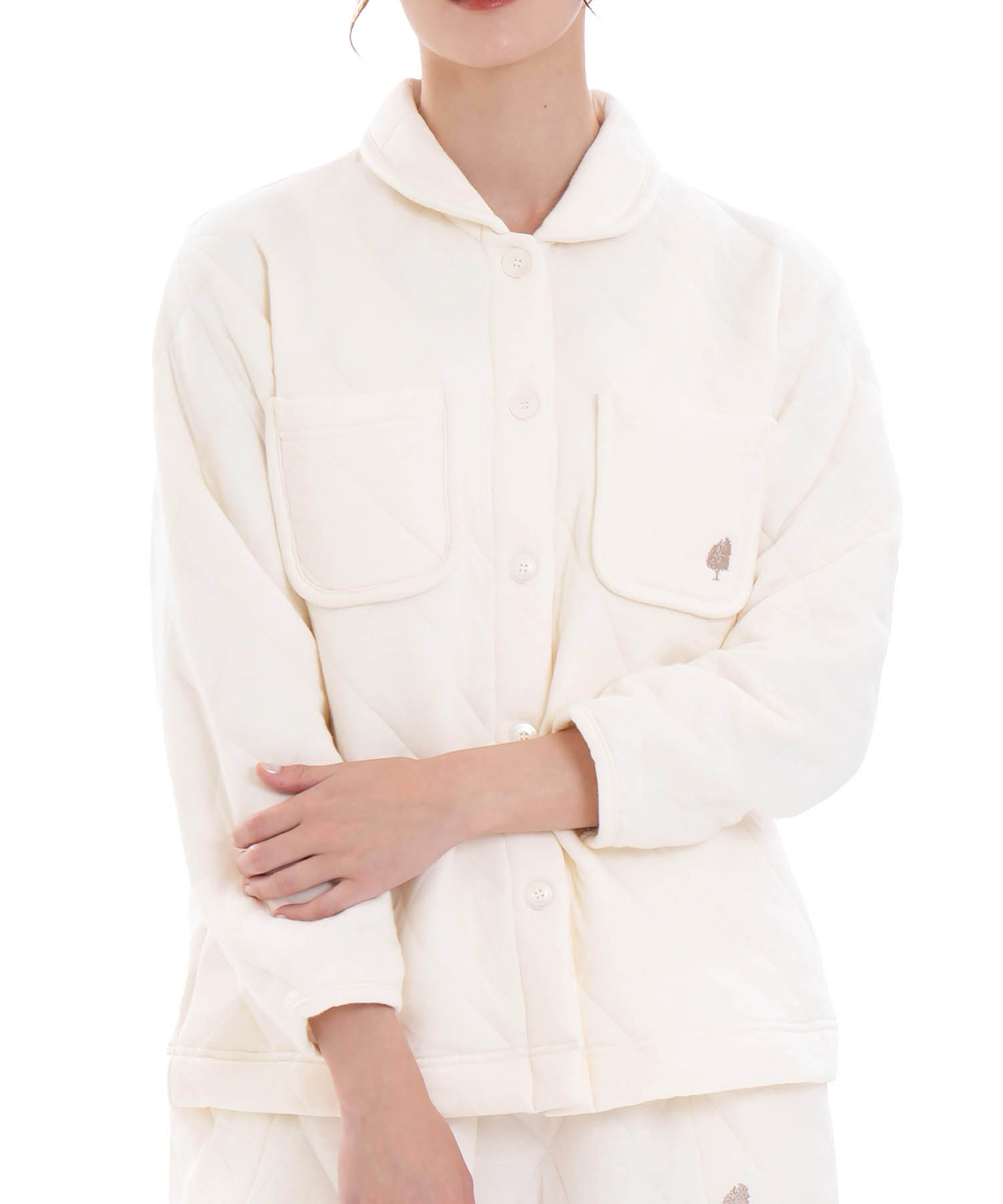 コットン接結(綿入り)厚手キルトトップス_パジャマ&ルームウェア-トップス_アイボリー_0