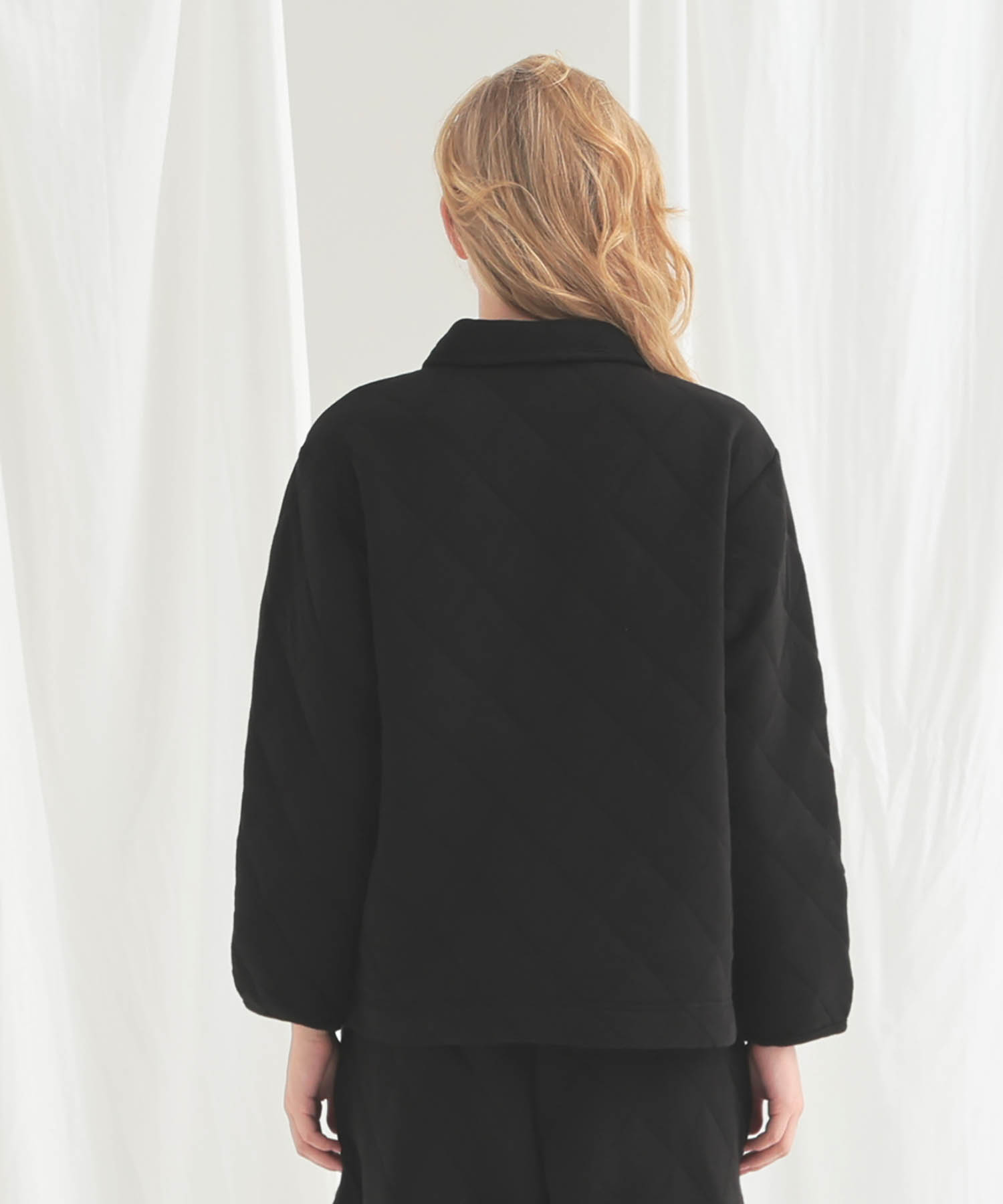 コットン接結(綿入り)厚手キルトトップス_パジャマ&ルームウェア-トップス_ブラック_6