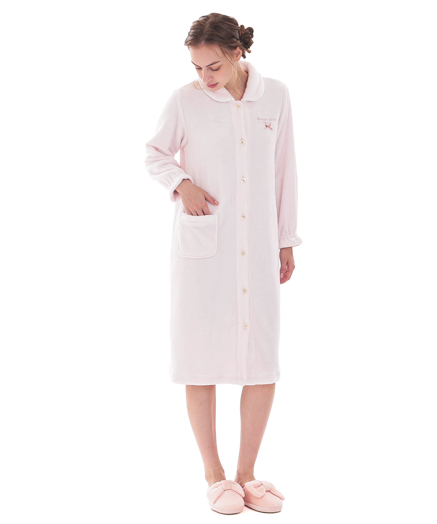 スノーパウダームジワンピース_パジャマ&ルームウェア-ワンピース・ネグリジェ_ピンク_2