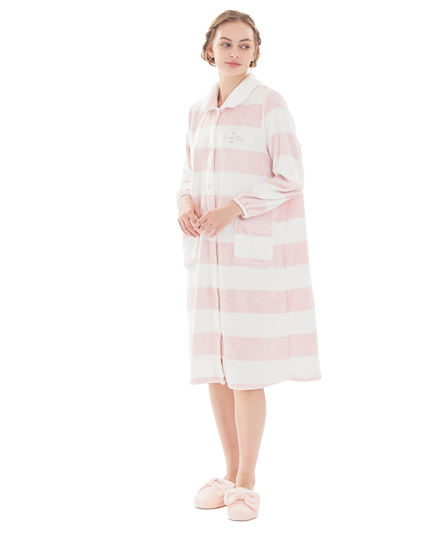 スノーパウダーボーダーワンピース_パジャマ&ルームウェア-ワンピース・ネグリジェ_ピンク_1