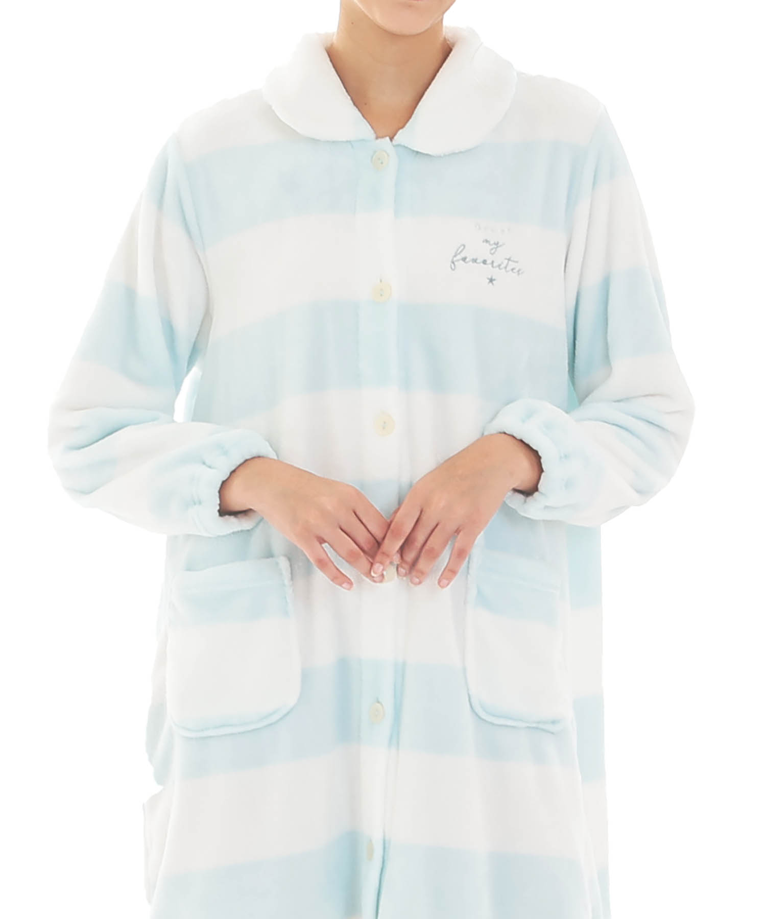 スノーパウダーボーダーワンピース_パジャマ&ルームウェア-ワンピース・ネグリジェ_ブルー_0