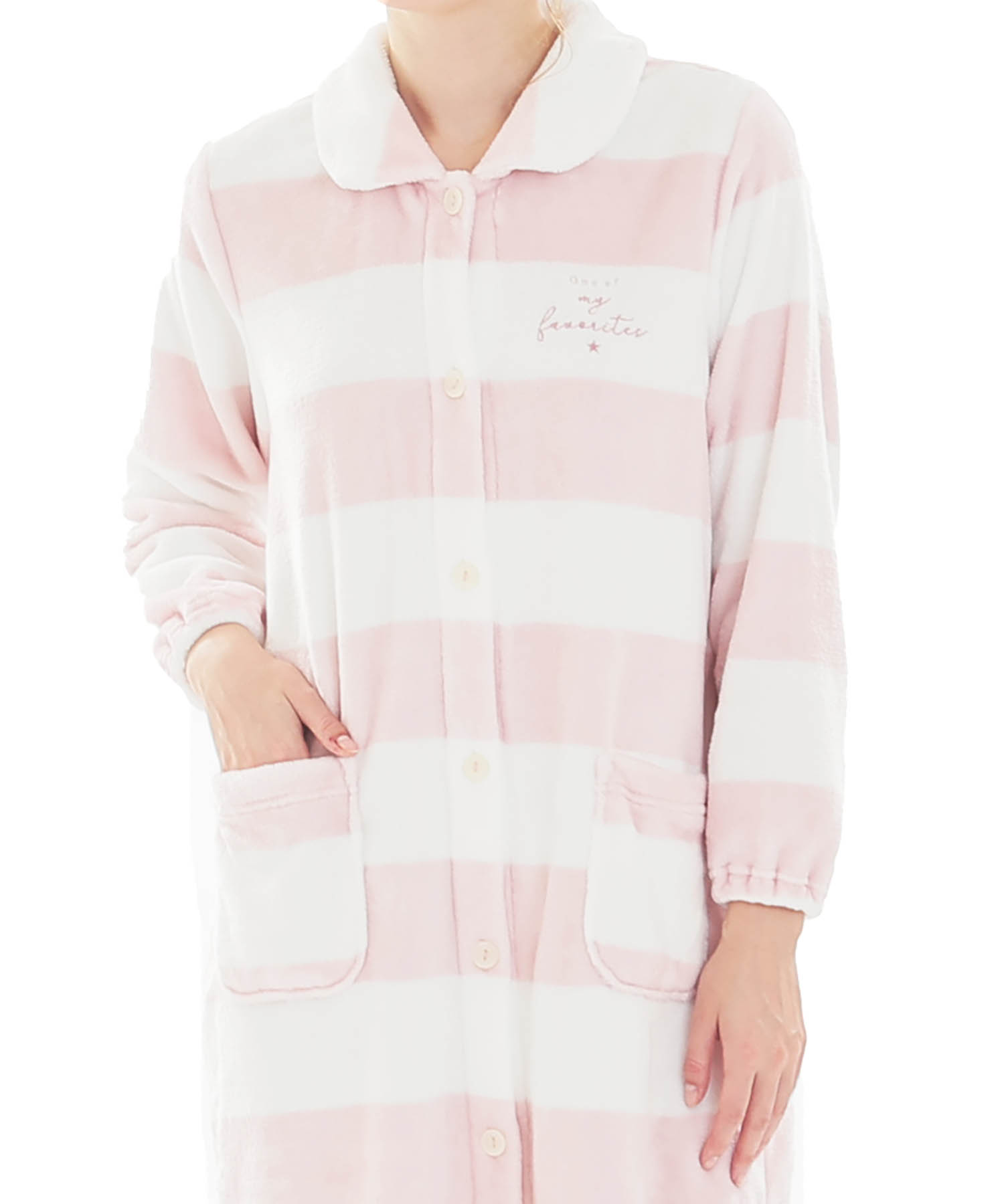 スノーパウダーボーダーワンピース_パジャマ&ルームウェア-ワンピース・ネグリジェ_ピンク_0