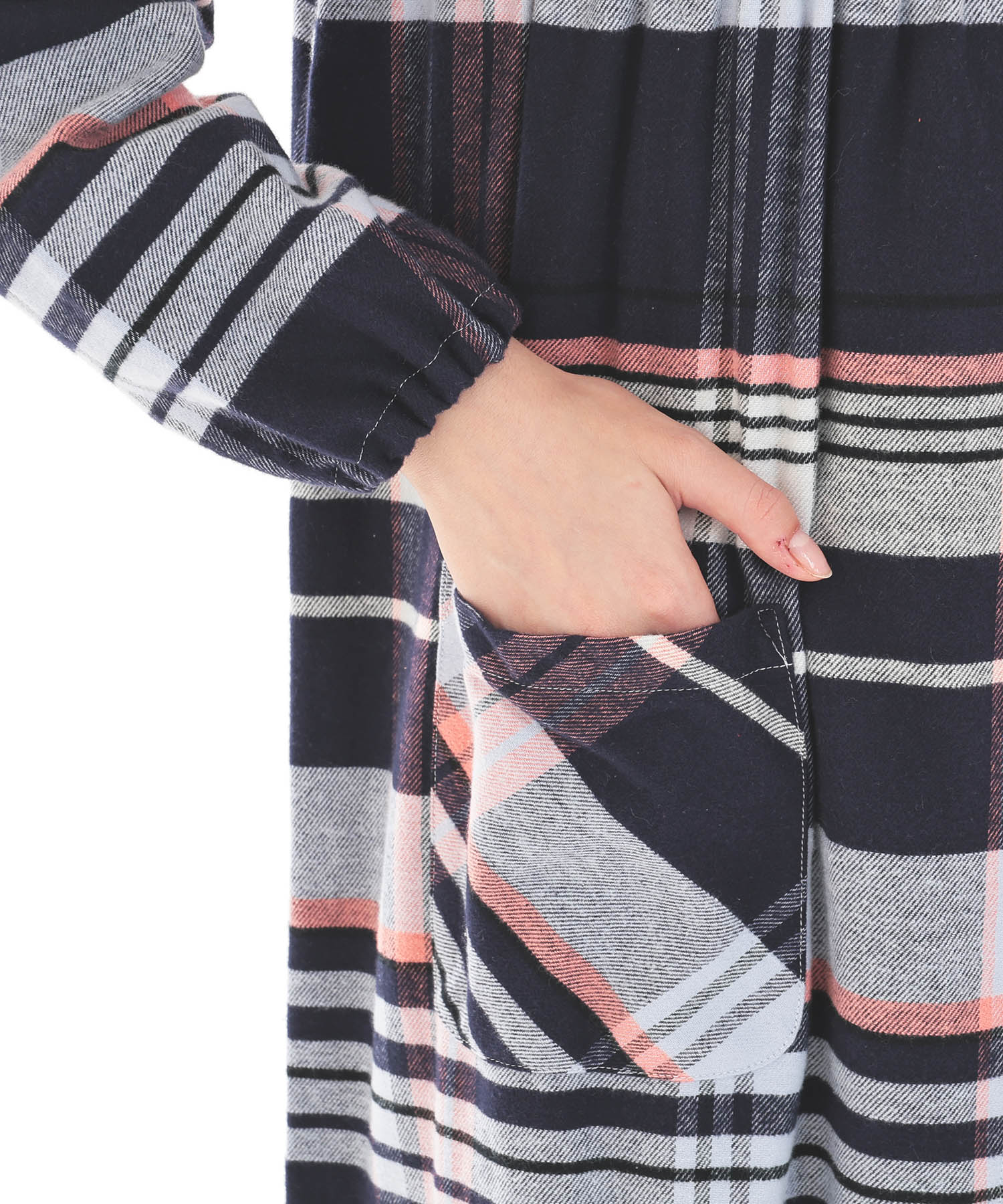 ビエラチェックワンピース_パジャマ&ルームウェア-セットアップ_ネイビー_4