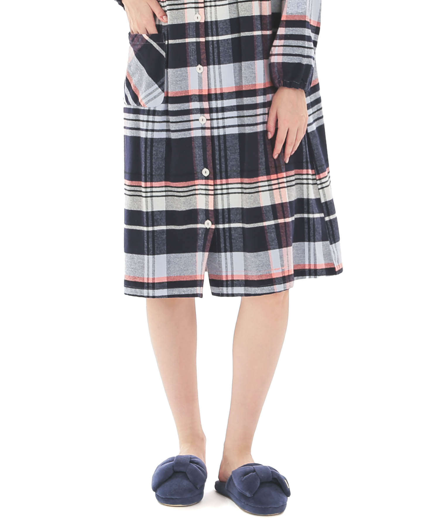 ビエラチェックワンピース_パジャマ&ルームウェア-セットアップ_ネイビー_5