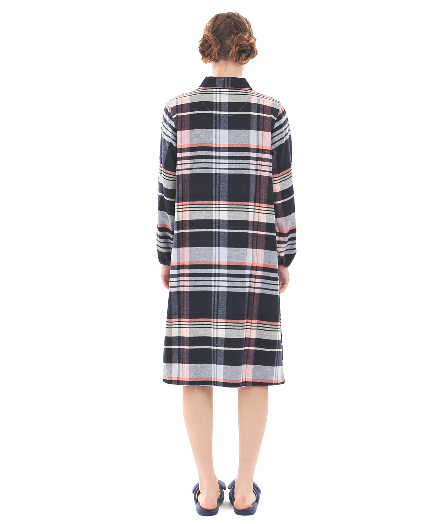 ビエラチェックワンピース_パジャマ&ルームウェア-セットアップ_ネイビー_6