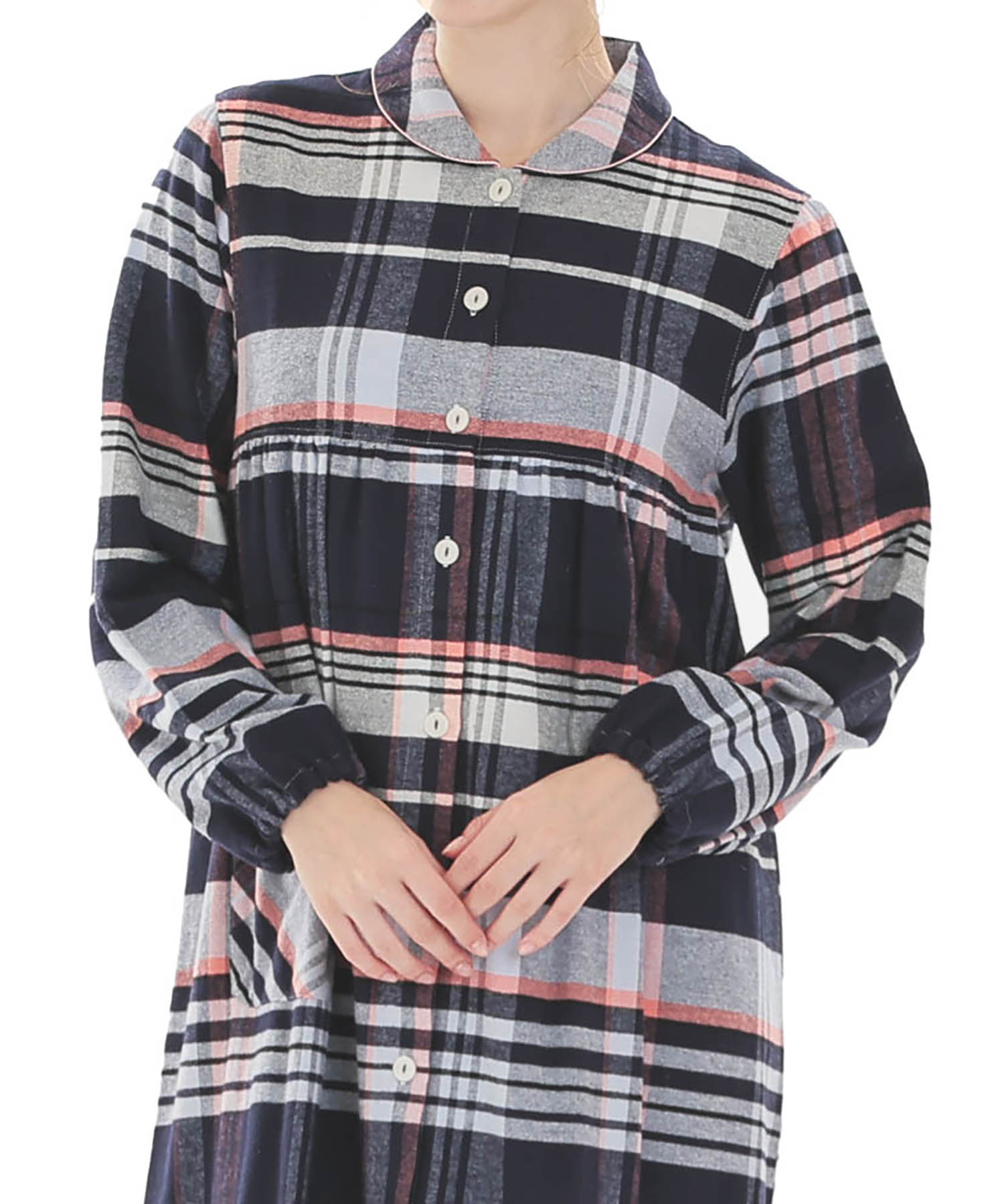 ビエラチェックワンピース_パジャマ&ルームウェア-セットアップ_ネイビー_0