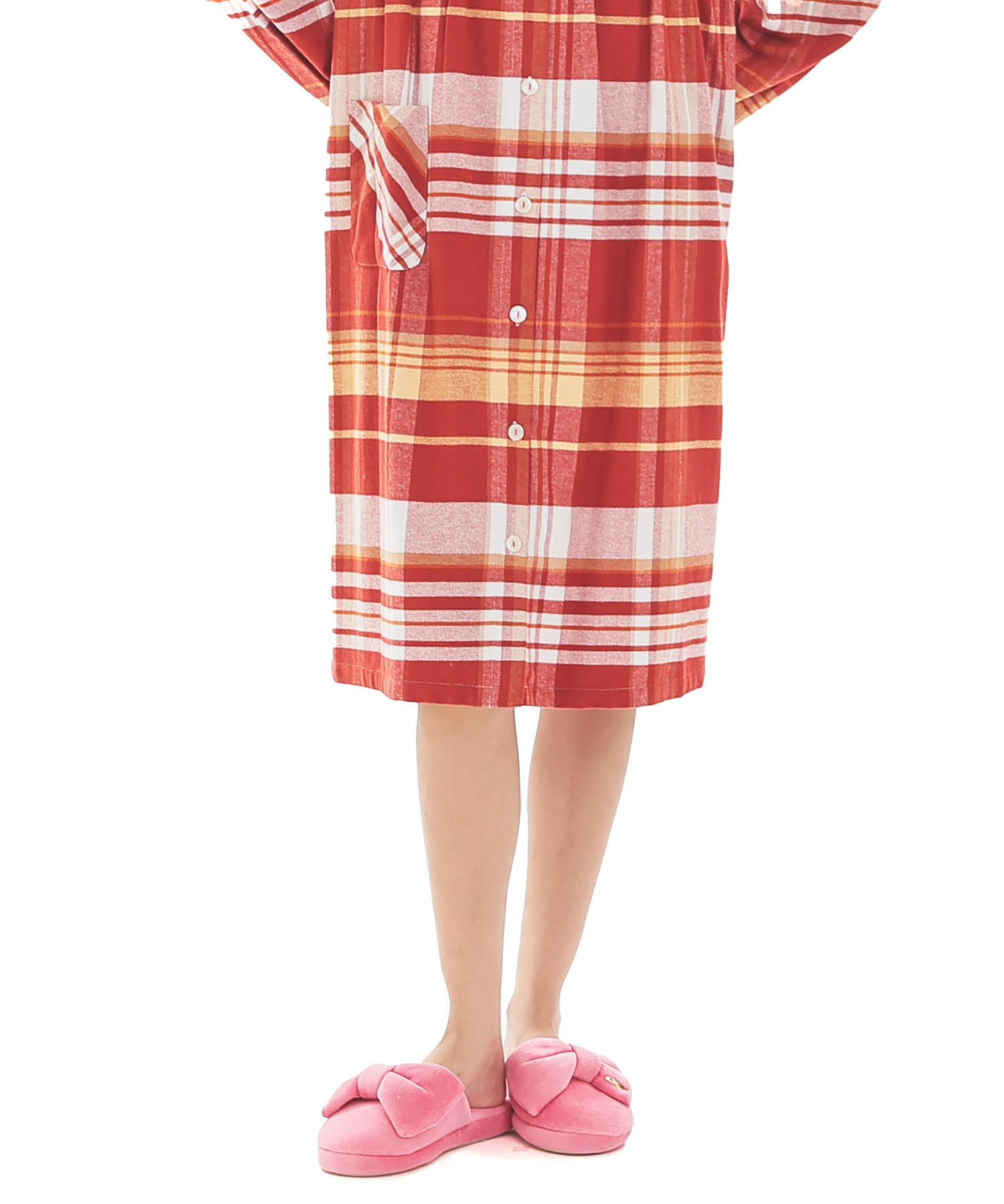 ビエラチェックワンピース_パジャマ&ルームウェア-セットアップ_レッド_5