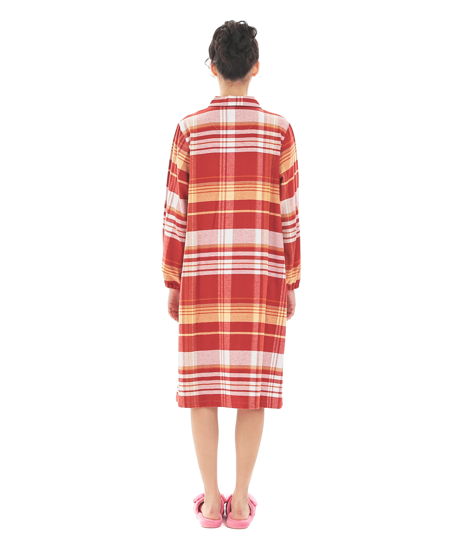 ビエラチェックワンピース_パジャマ&ルームウェア-セットアップ_レッド_6