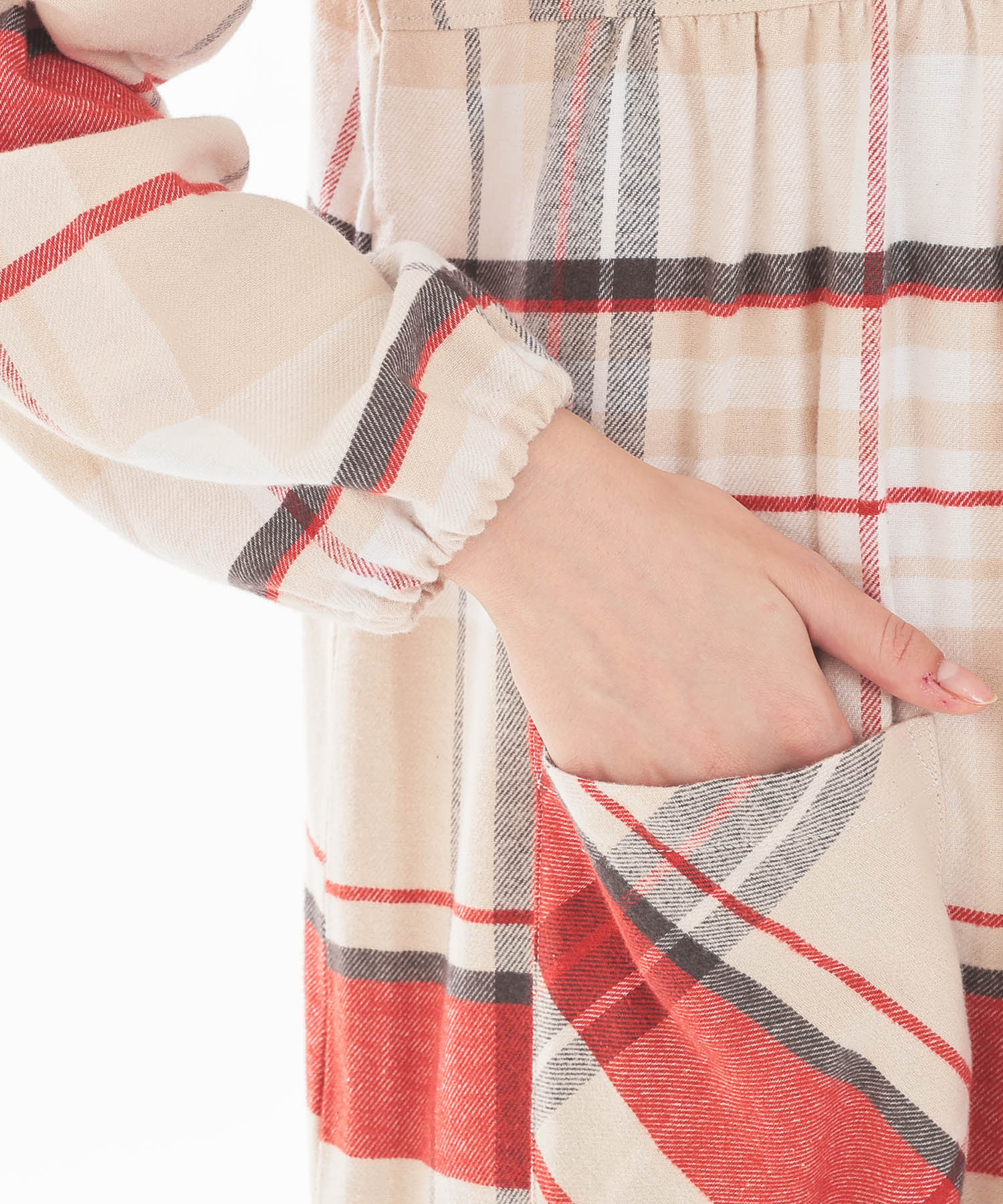 ビエラチェックワンピース_パジャマ&ルームウェア-セットアップ_ベージュ_4