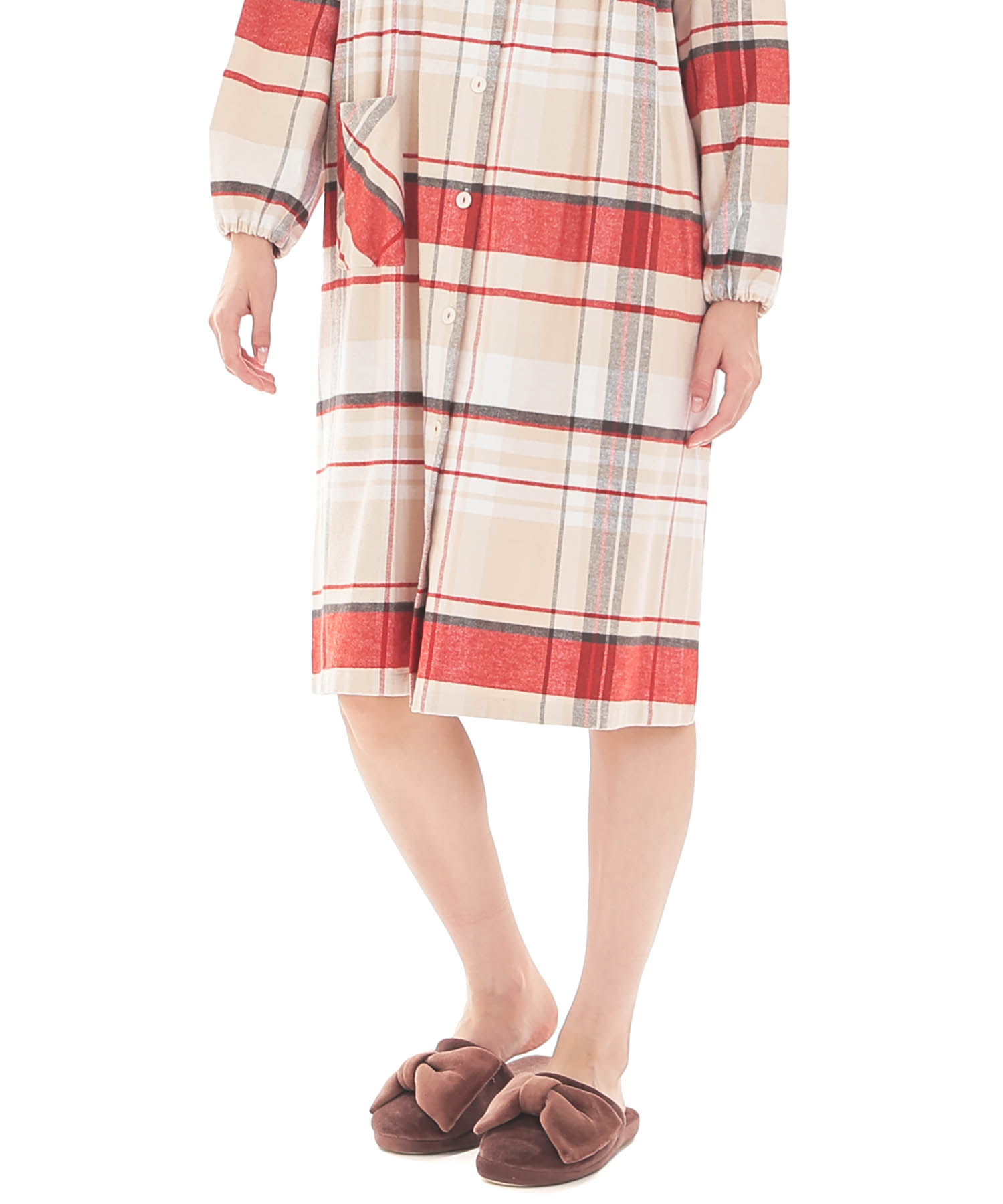 ビエラチェックワンピース_パジャマ&ルームウェア-セットアップ_ベージュ_5