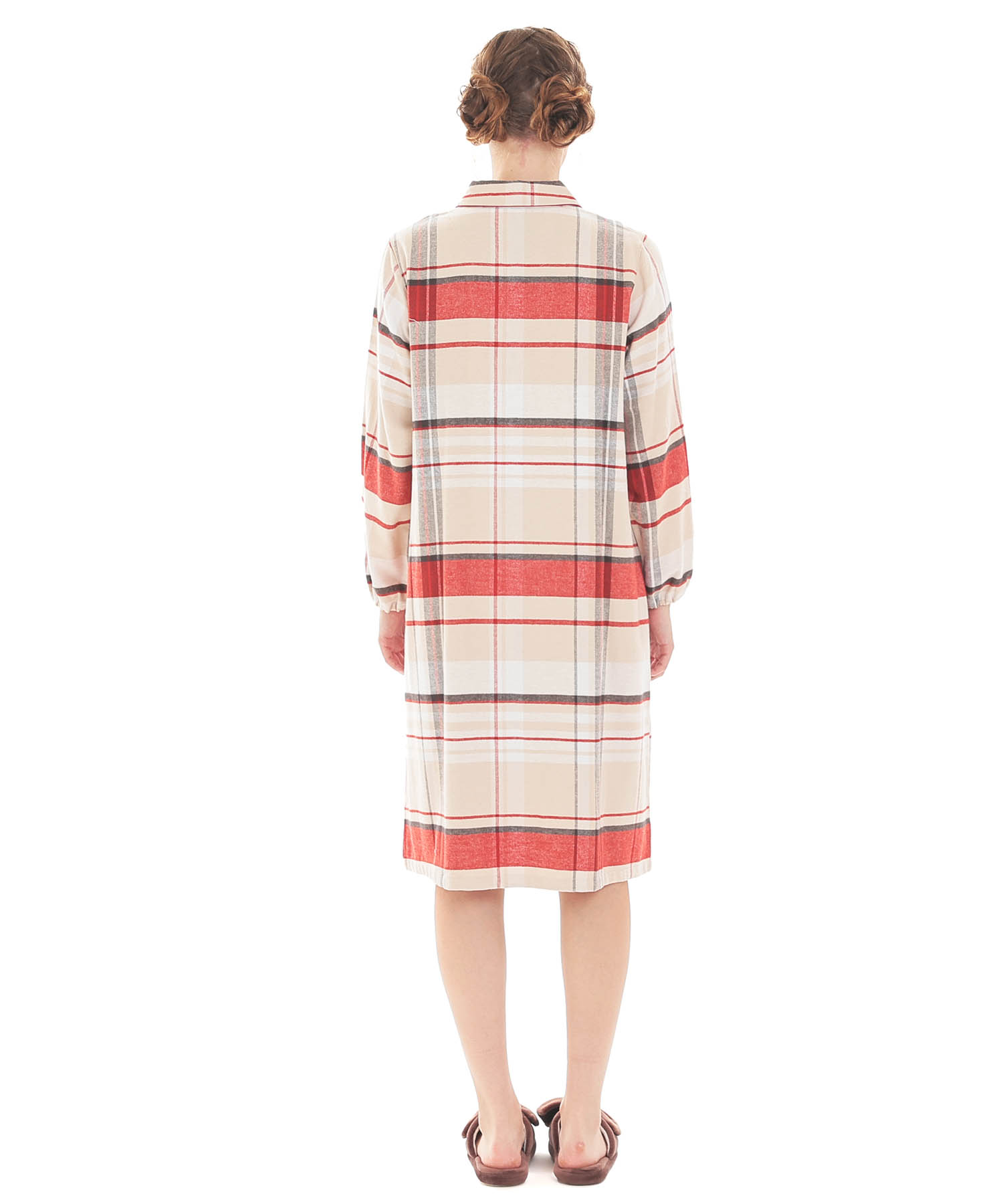 ビエラチェックワンピース_パジャマ&ルームウェア-セットアップ_ベージュ_6