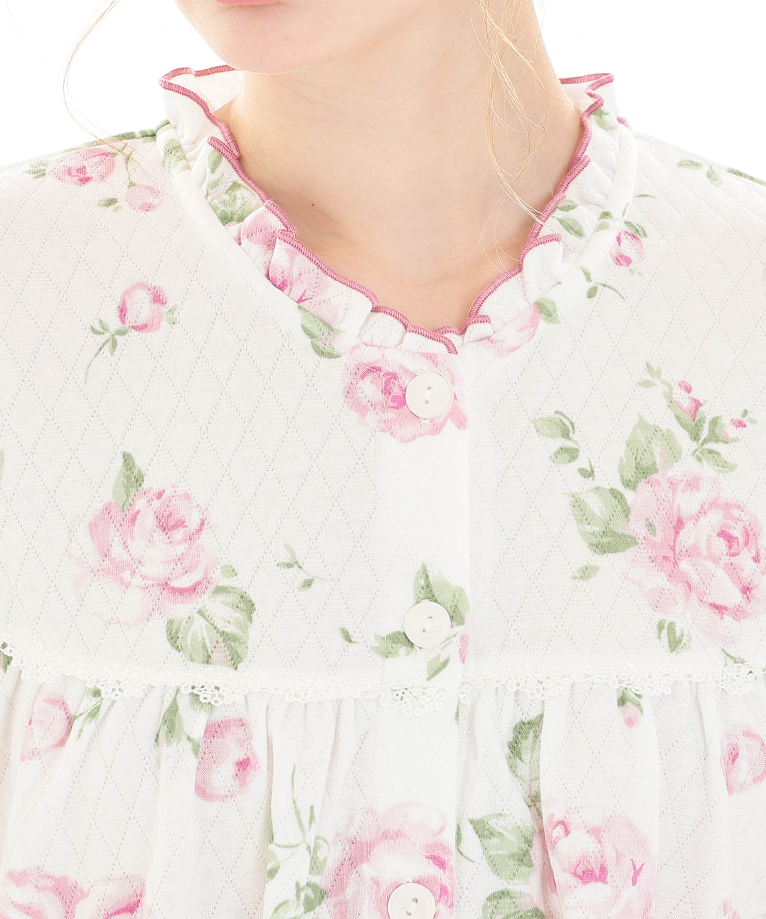 接結（綿入り）ローズワンピース_パジャマ&ルームウェア-ワンピース・ネグリジェ_ホワイト_3