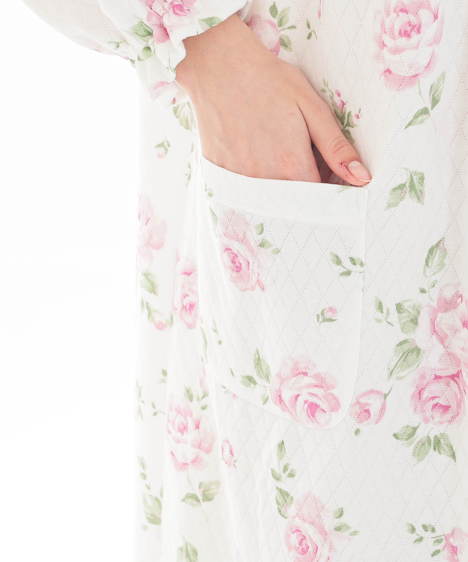 接結（綿入り）ローズワンピース_パジャマ&ルームウェア-ワンピース・ネグリジェ_ホワイト_5