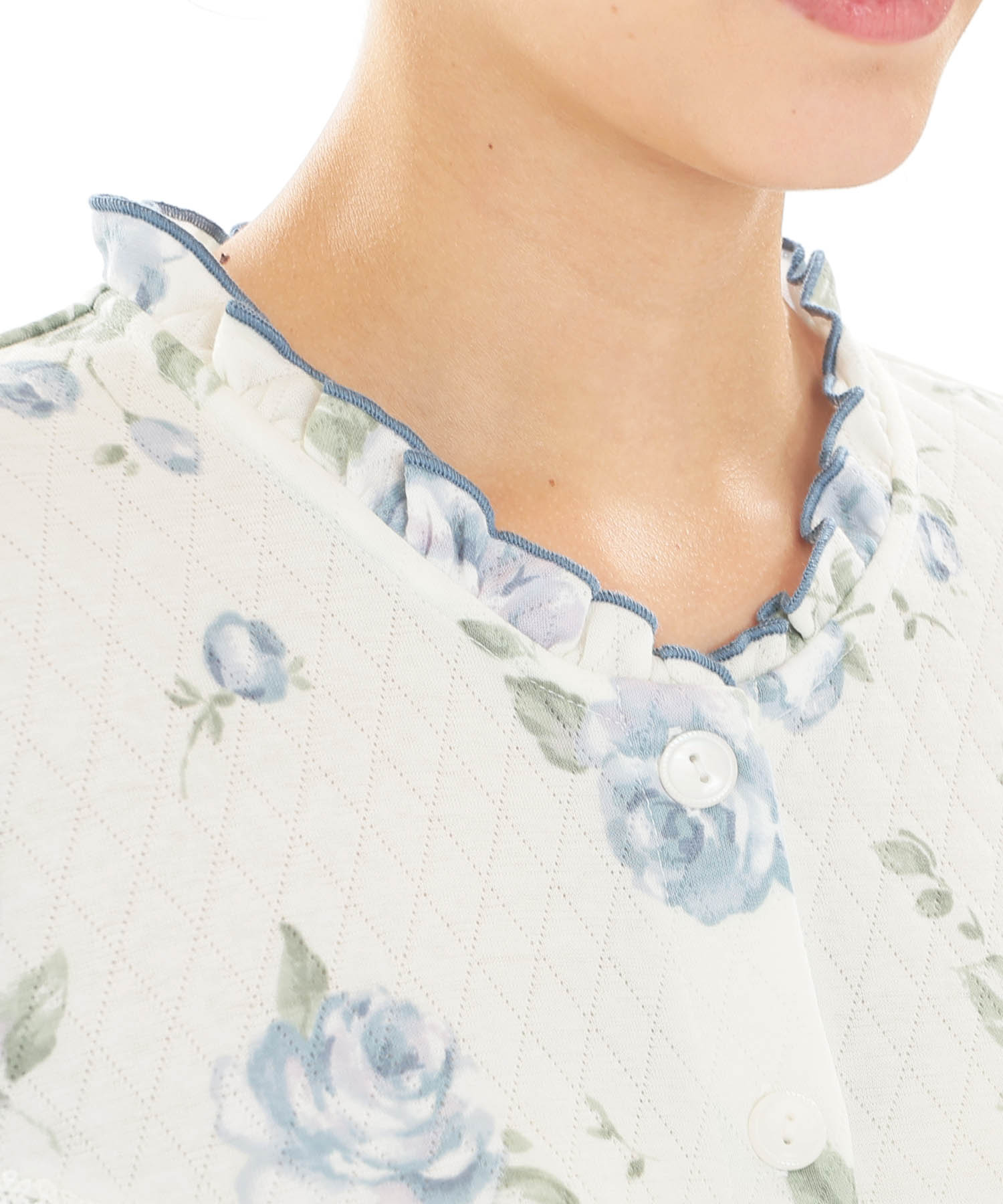 接結（綿入り）ローズワンピース_パジャマ&ルームウェア-ワンピース・ネグリジェ_ブルー_3