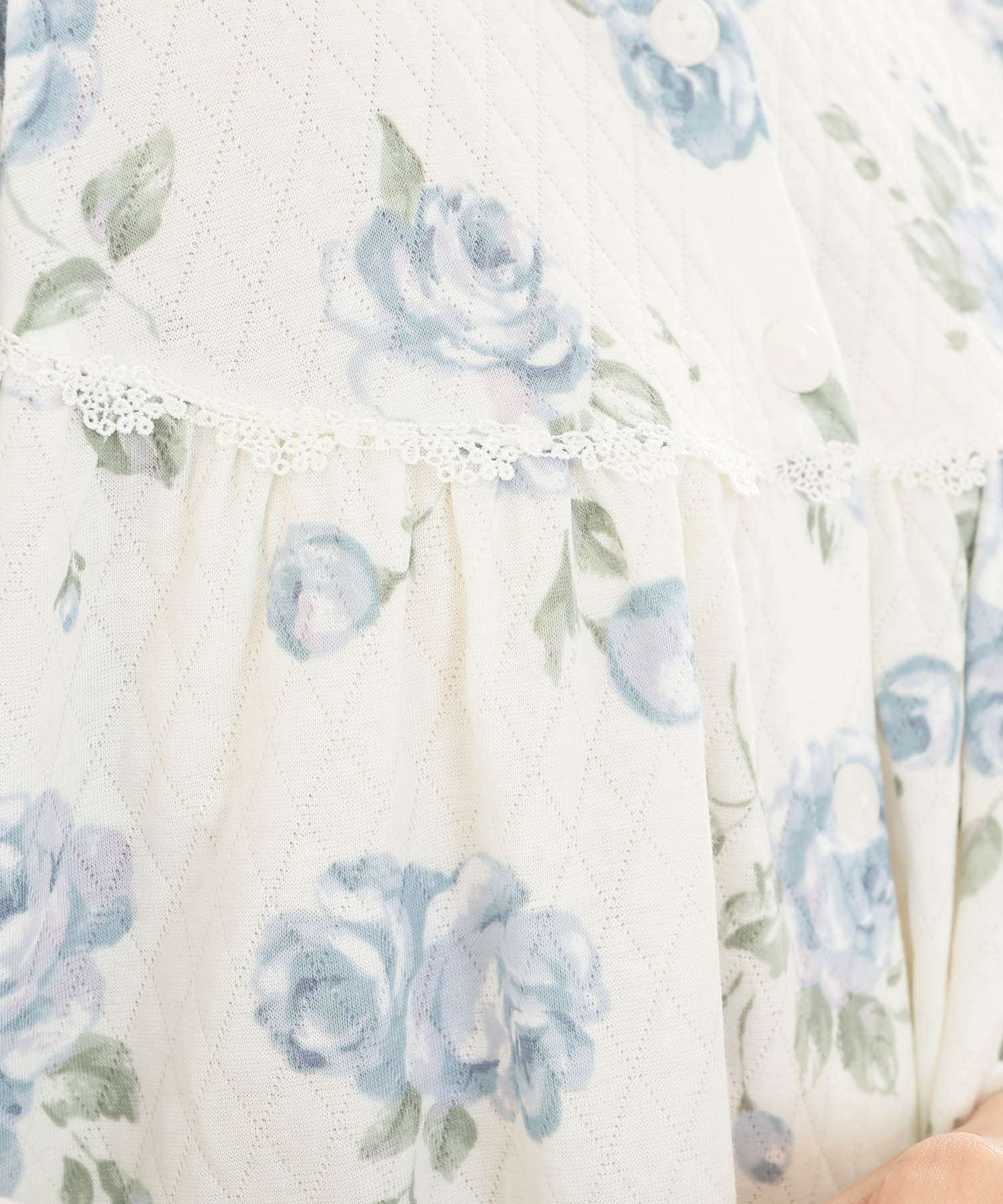 接結（綿入り）ローズワンピース_パジャマ&ルームウェア-ワンピース・ネグリジェ_ブルー_4