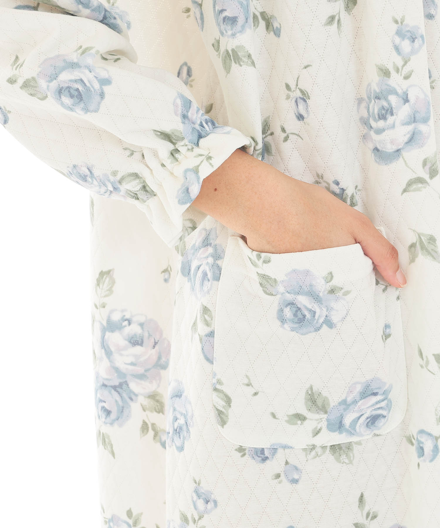 接結（綿入り）ローズワンピース_パジャマ&ルームウェア-ワンピース・ネグリジェ_ブルー_5