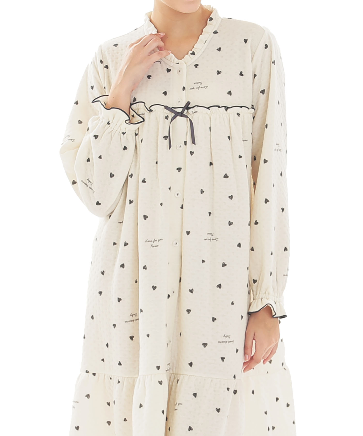 接結（綿入り）ハートワンピース