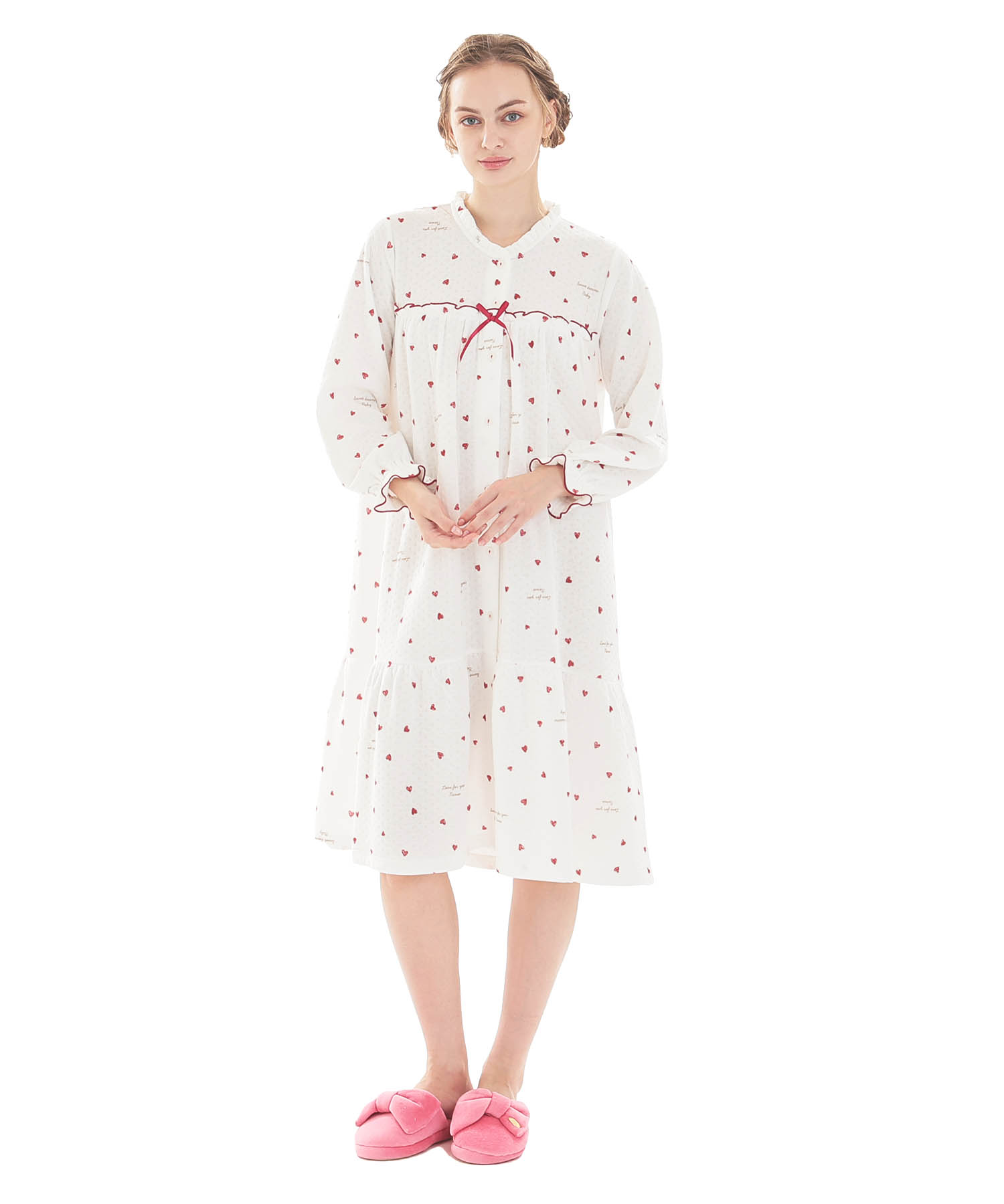 接結（綿入り）ハートワンピース_パジャマ&ルームウェア-ワンピース・ネグリジェ_ホワイト_1