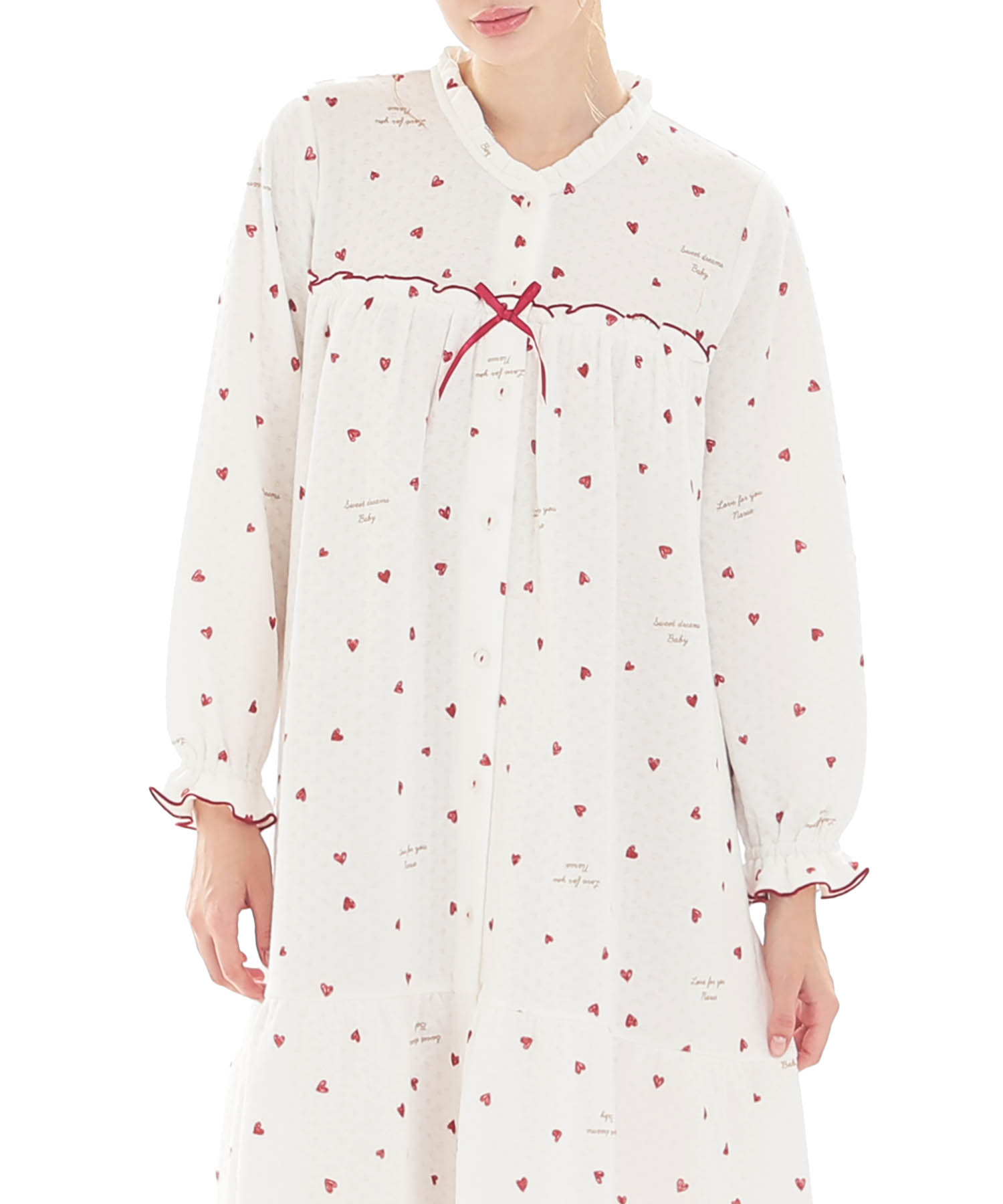 接結（綿入り）ハートワンピース_パジャマ&ルームウェア-ワンピース・ネグリジェ_ホワイト_0