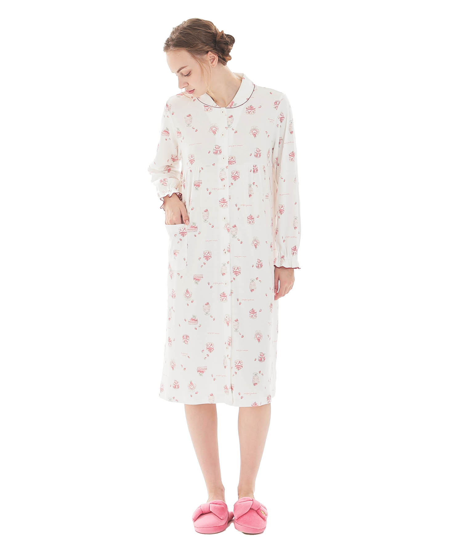 スムーススイーツワンピース_パジャマ&ルームウェア-ワンピース・ネグリジェ_ホワイト_2