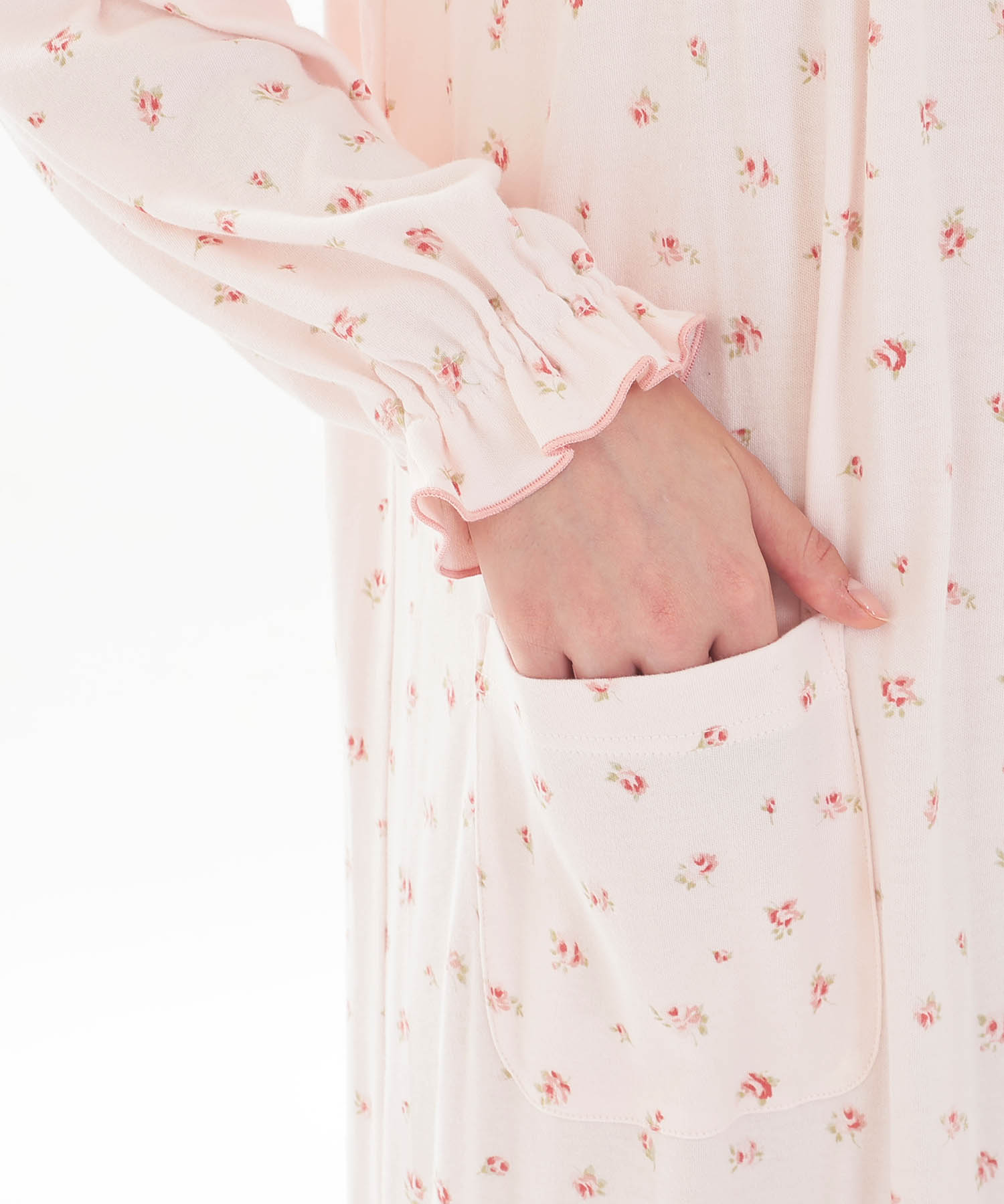 スムース小花ワンピース_パジャマ&ルームウェア-ワンピース・ネグリジェ_ピンク_5