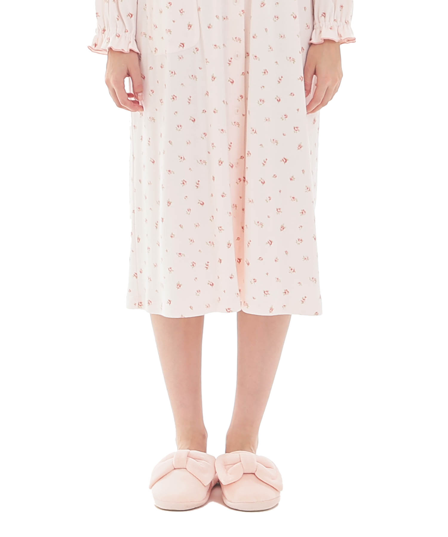 スムース小花ワンピース_パジャマ&ルームウェア-ワンピース・ネグリジェ_ピンク_6