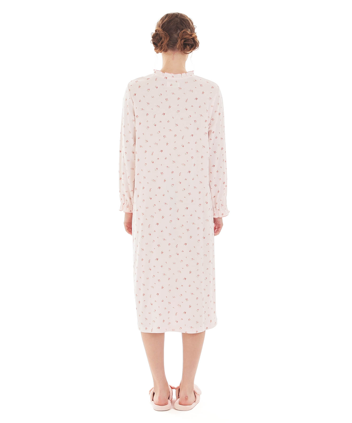 スムース小花ワンピース_パジャマ&ルームウェア-ワンピース・ネグリジェ_ピンク_7