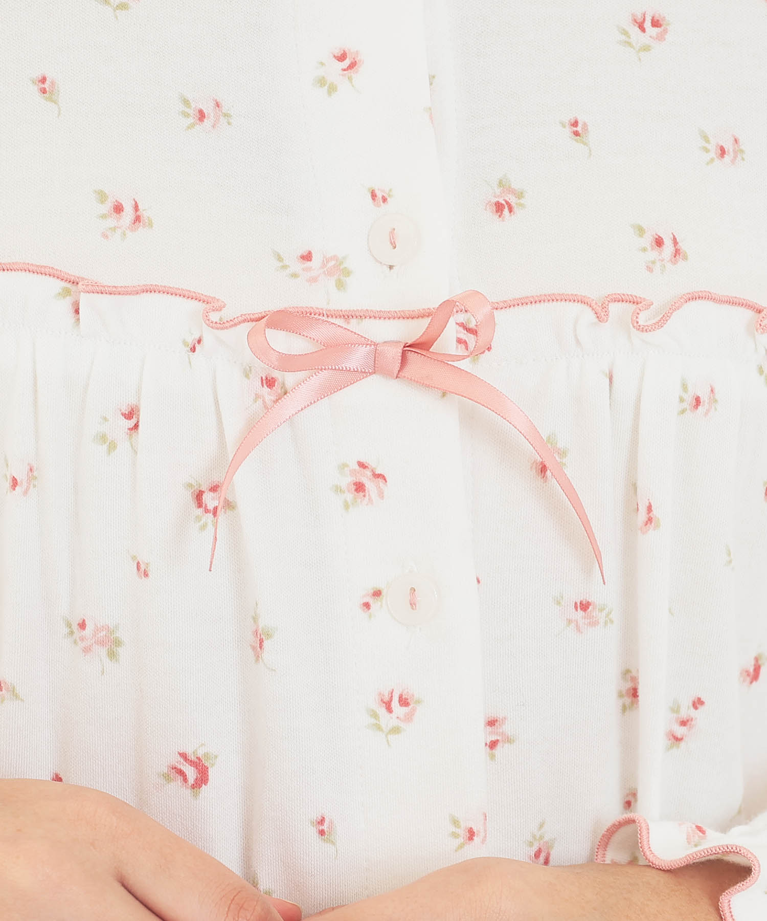 スムース小花ワンピース_パジャマ&ルームウェア-ワンピース・ネグリジェ_ホワイト_4